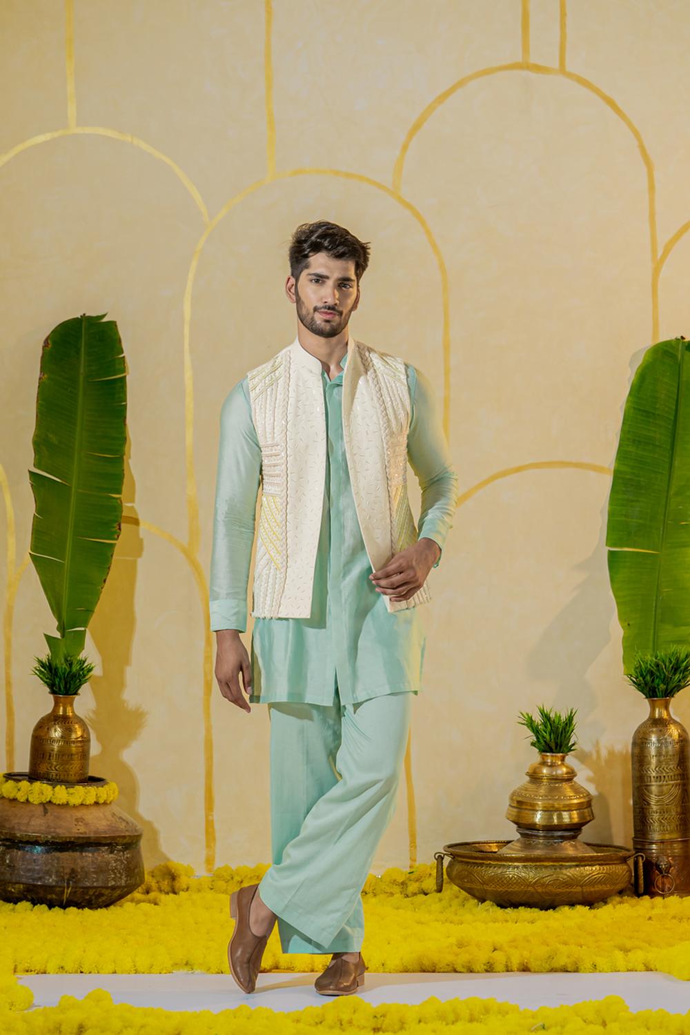 Hot Mint Kurta-Parallel Pant Set