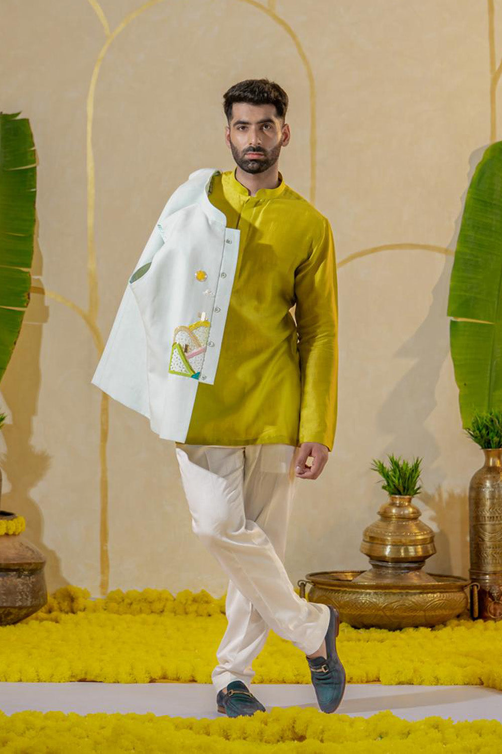 Green Pleat Kurta Set