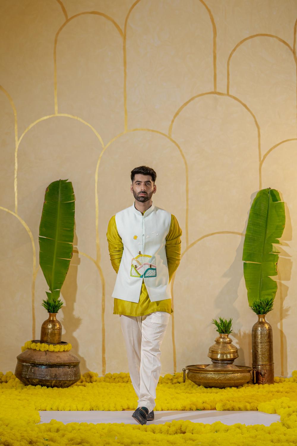 Green Pleat Kurta Set
