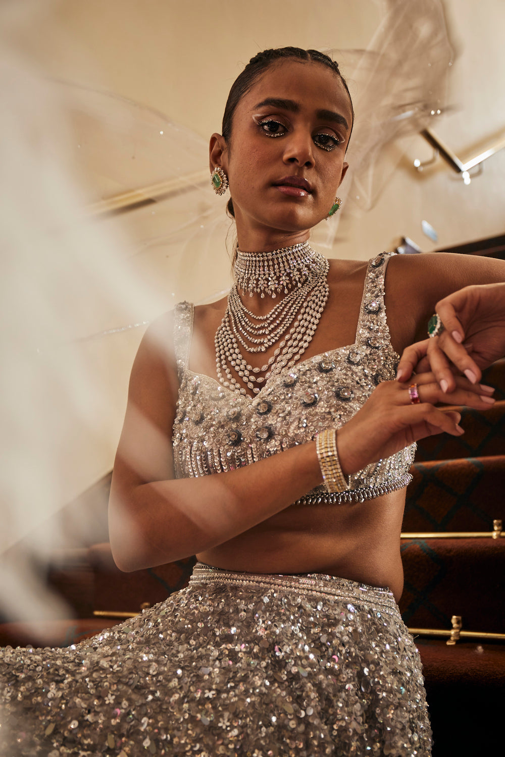 Silver Sparkle Grey Lehenga Set