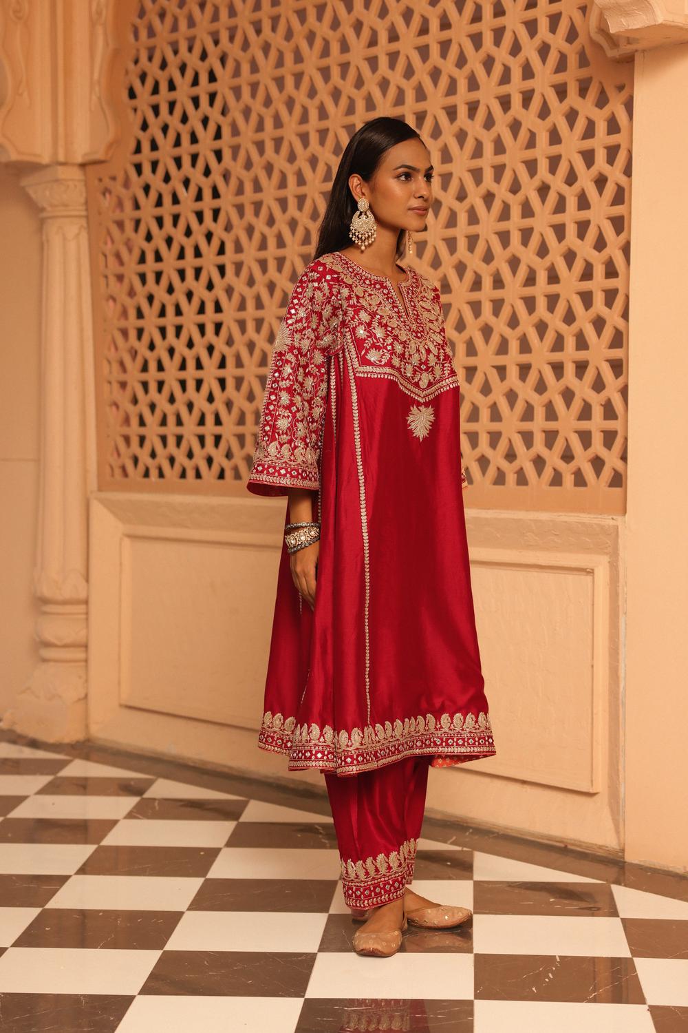 Aiman - Short Knee Length Chauga With Salwar And Odhni