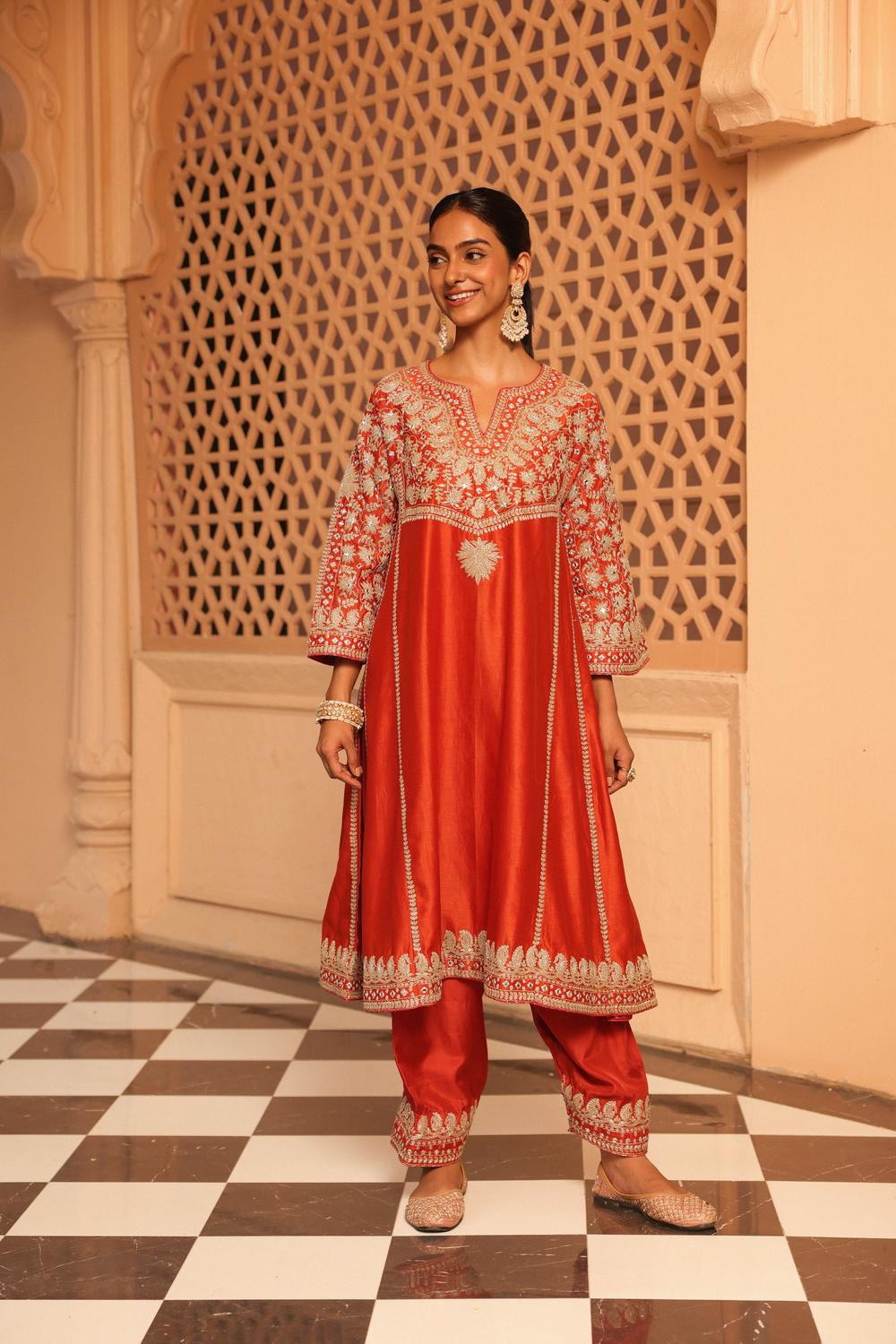 Aiman - Short Knee Length Chauga With Salwar And Odhni