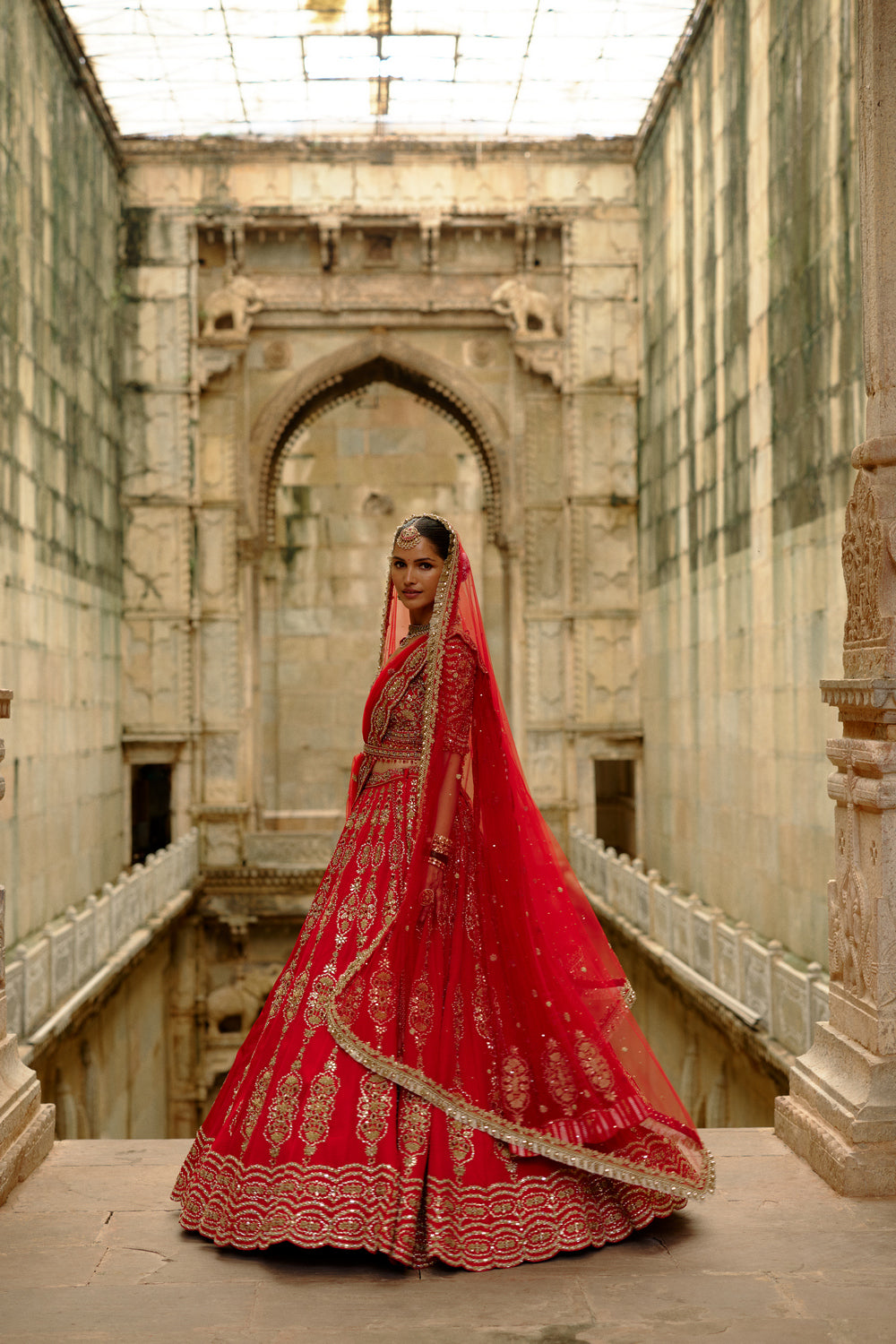 Red Satin Silk Lehenga Set