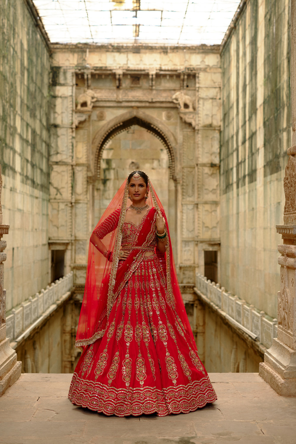 Red Satin Silk Lehenga Set