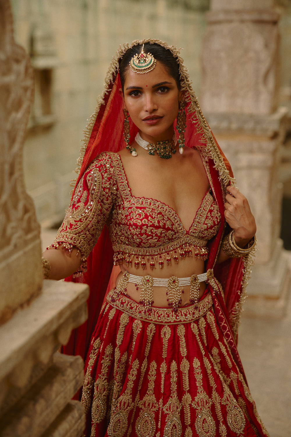 Red Lehenga With Dori Work