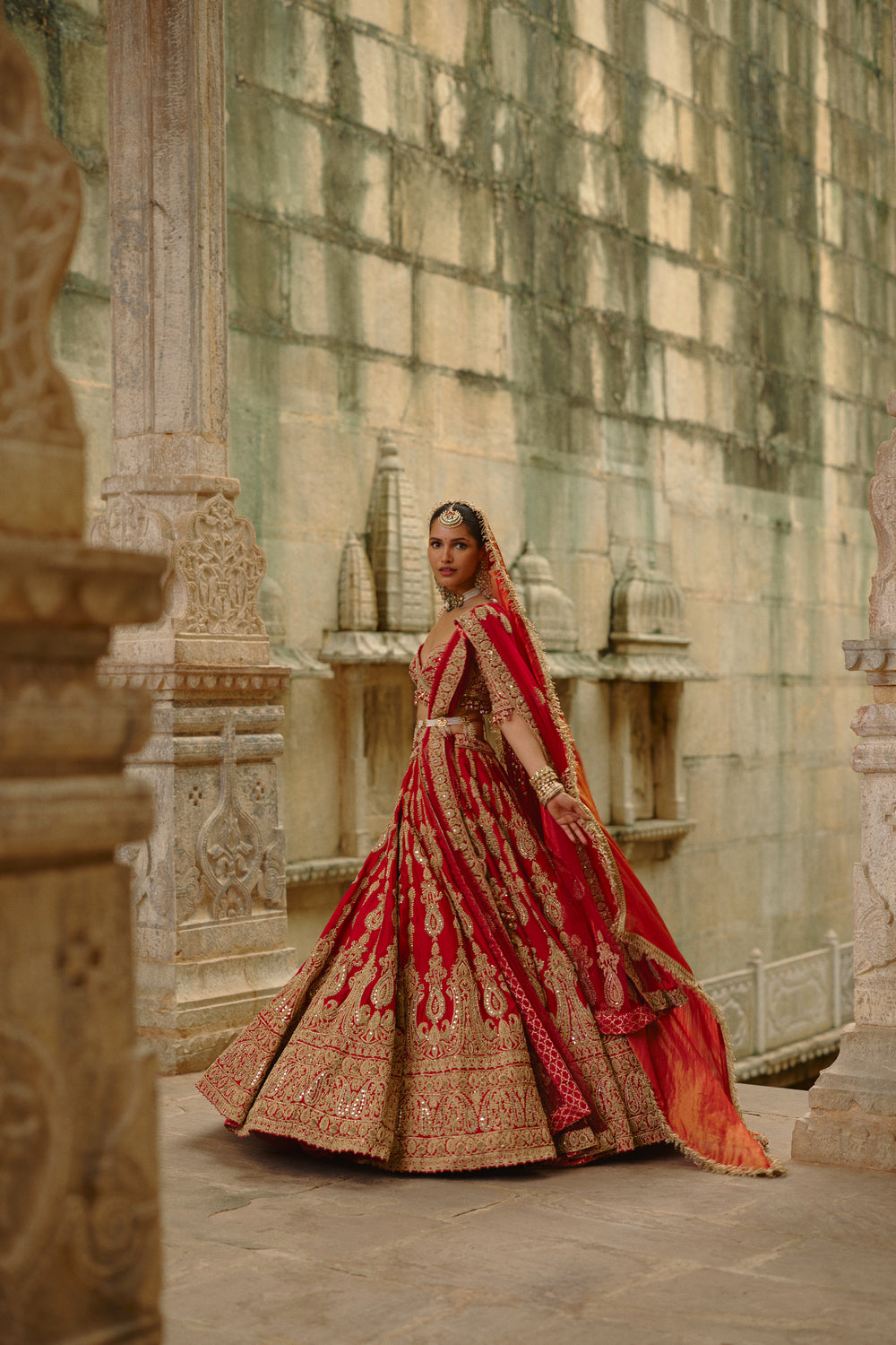 Red Lehenga With Dori Work