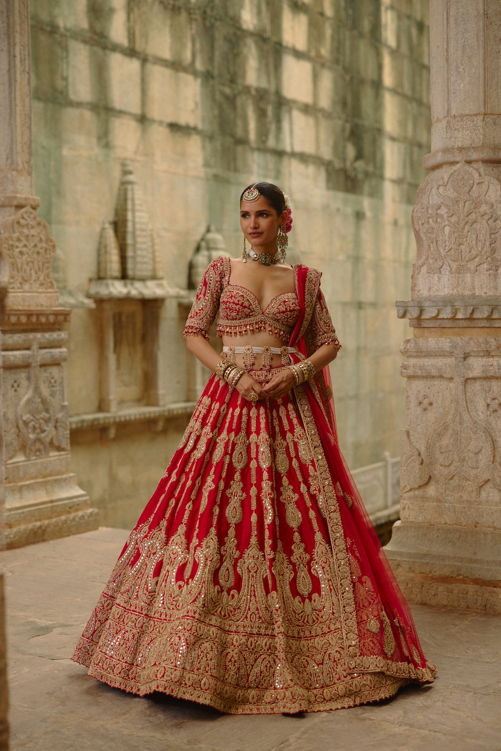 Red Lehenga With Dori Work