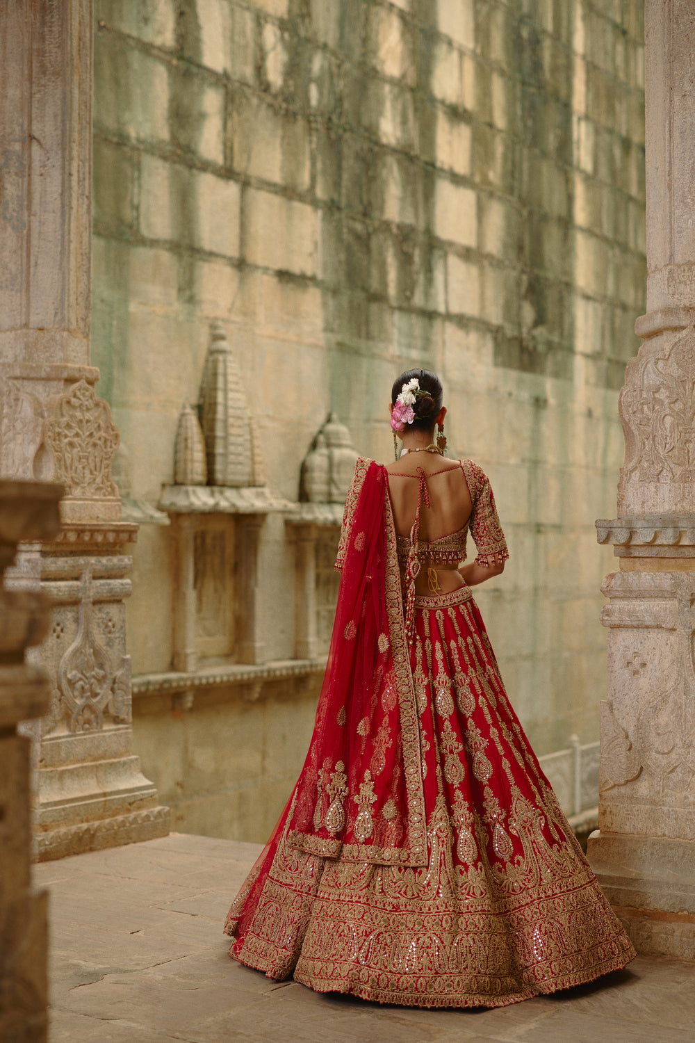 Red Lehenga With Dori Work