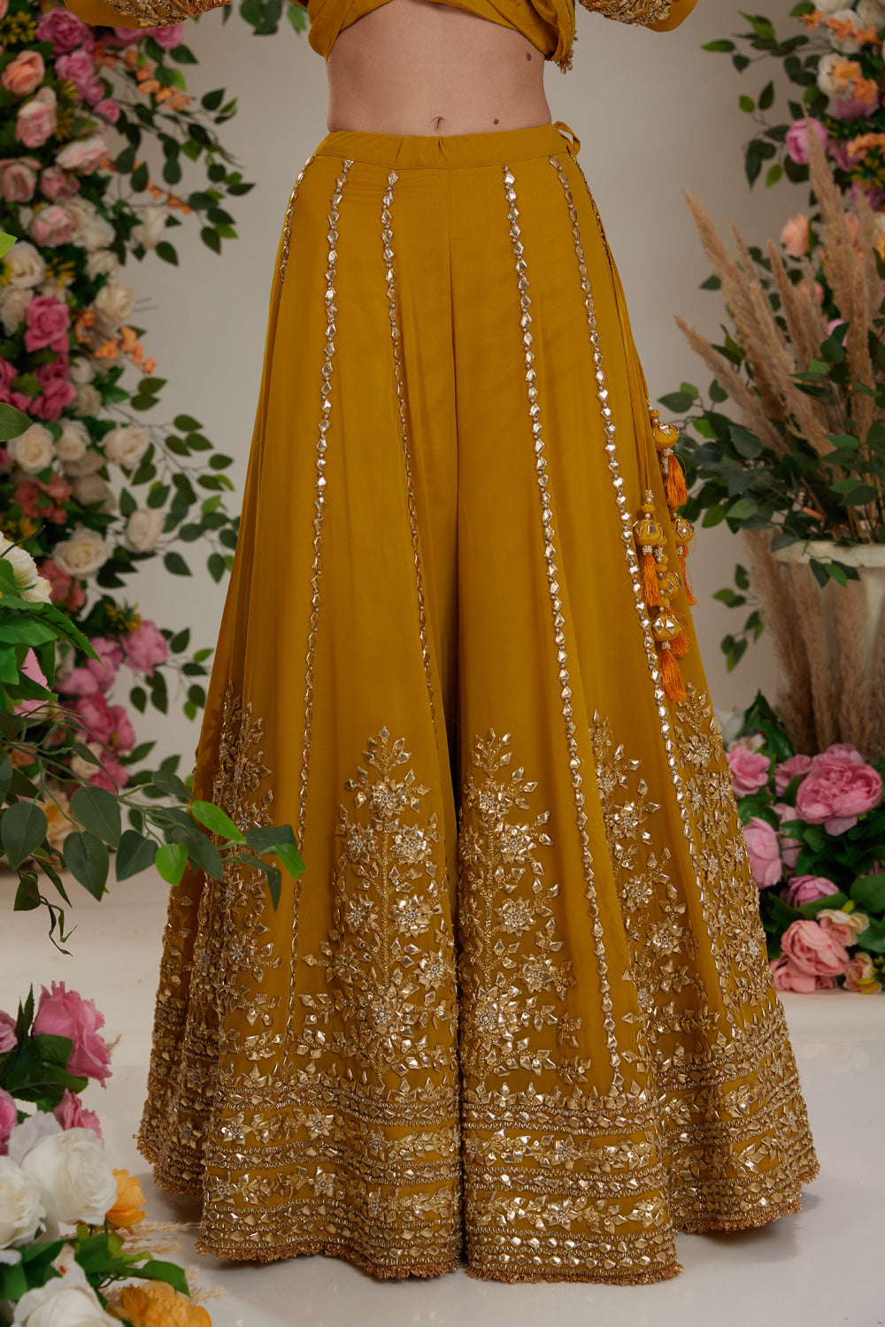 Musturd Kurta With Sharara And Dupatta