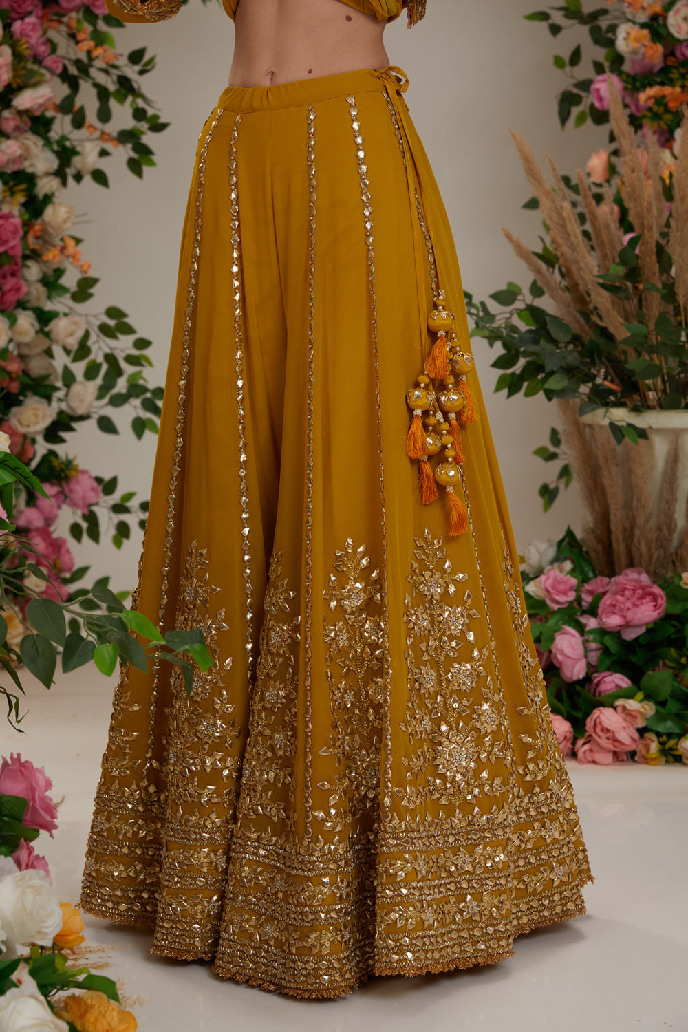 Musturd Kurta With Sharara And Dupatta