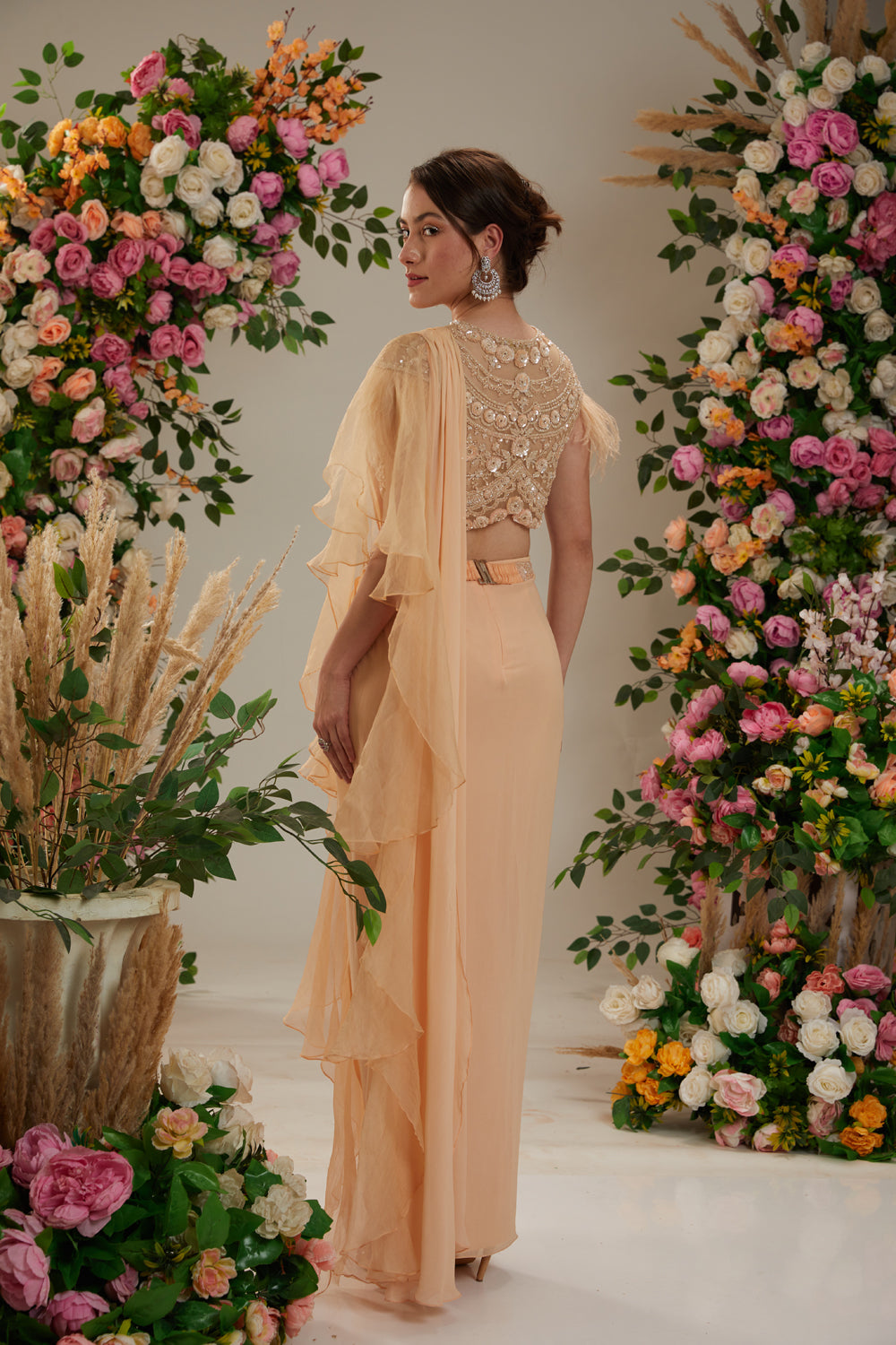 Peach Saree Set