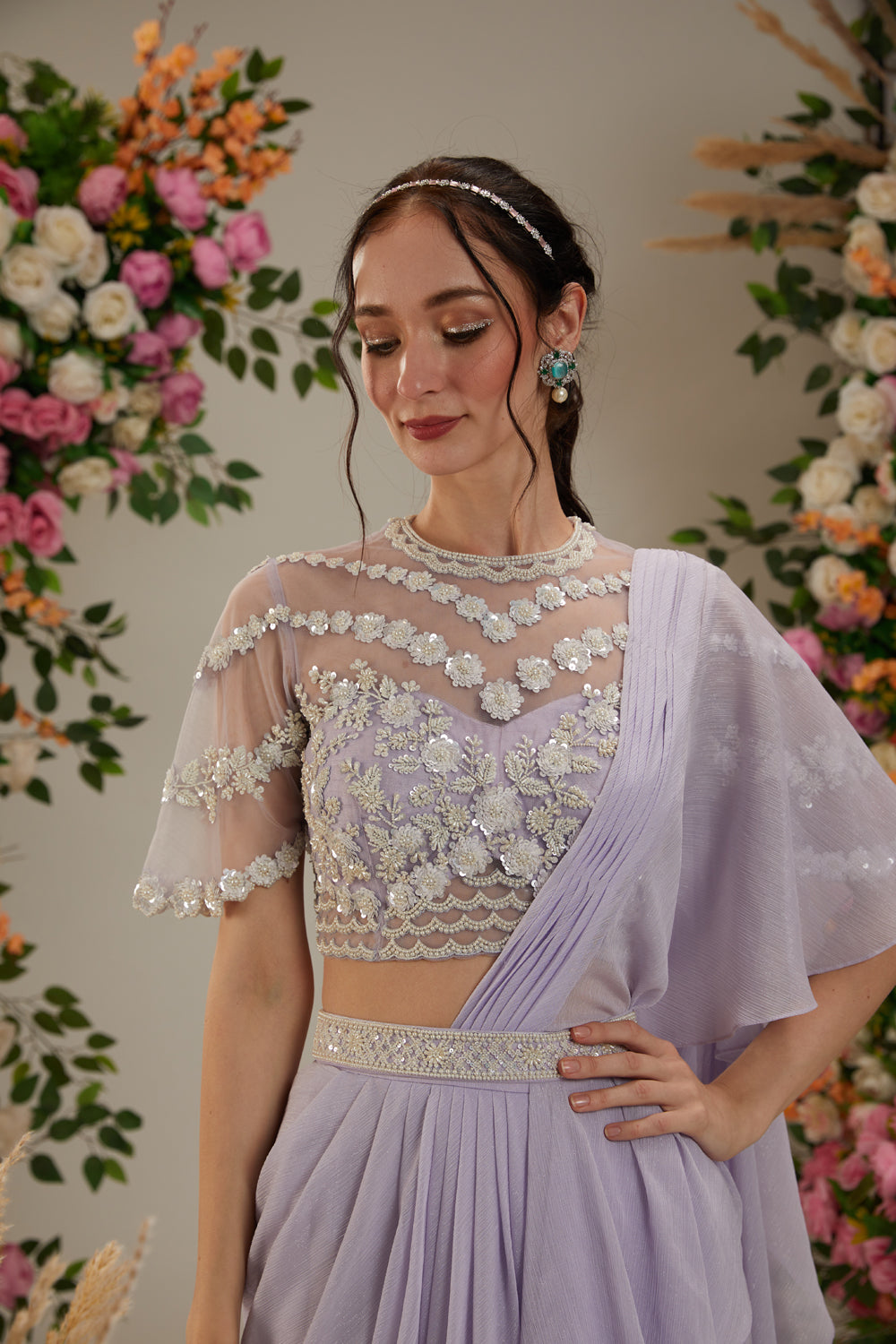 Mauve Saree Set