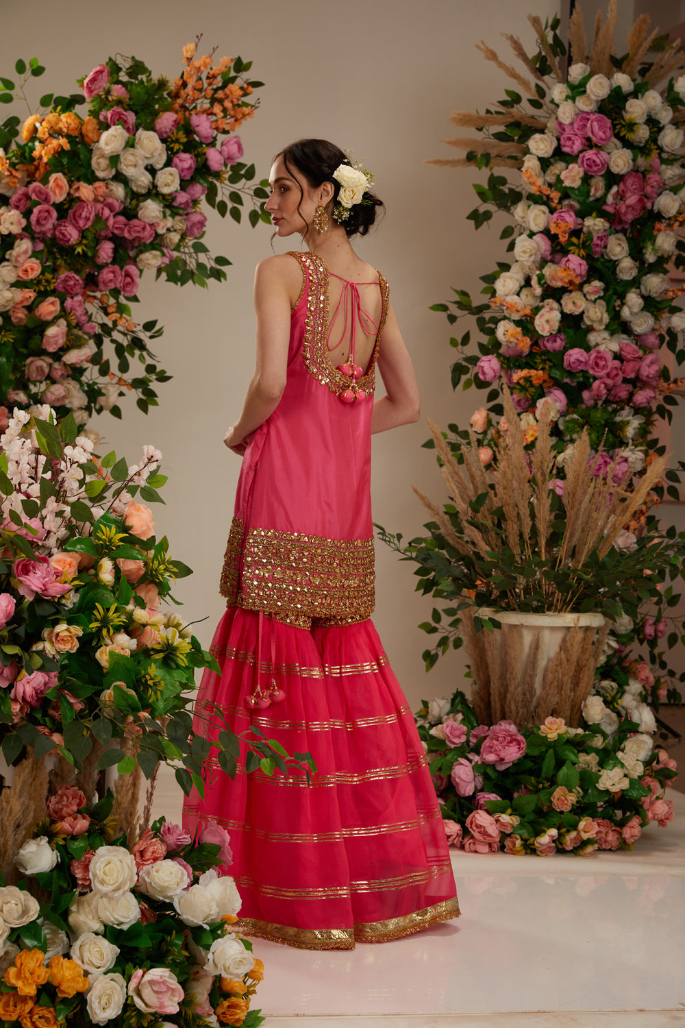 Pink Kurta With Grarara And Dupatta
