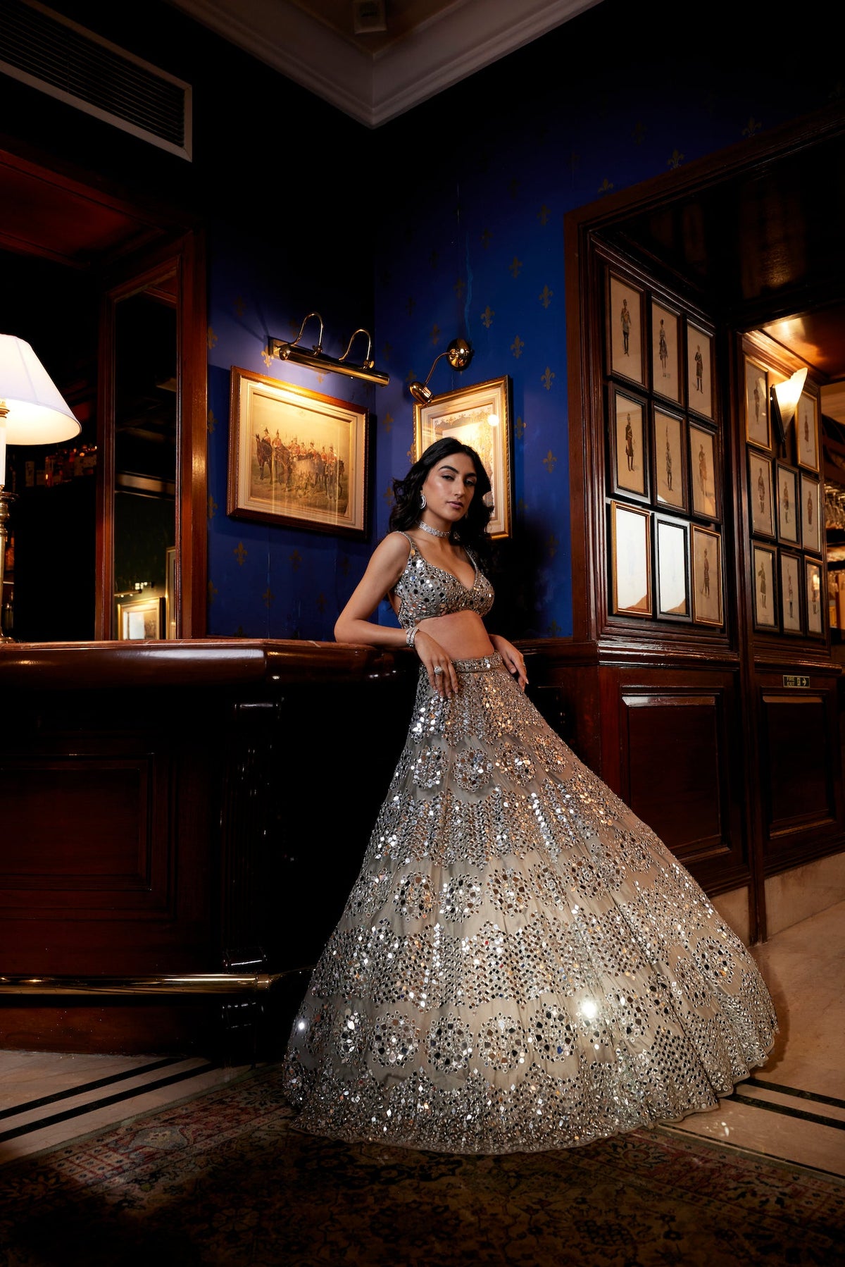 mirror work lehenga