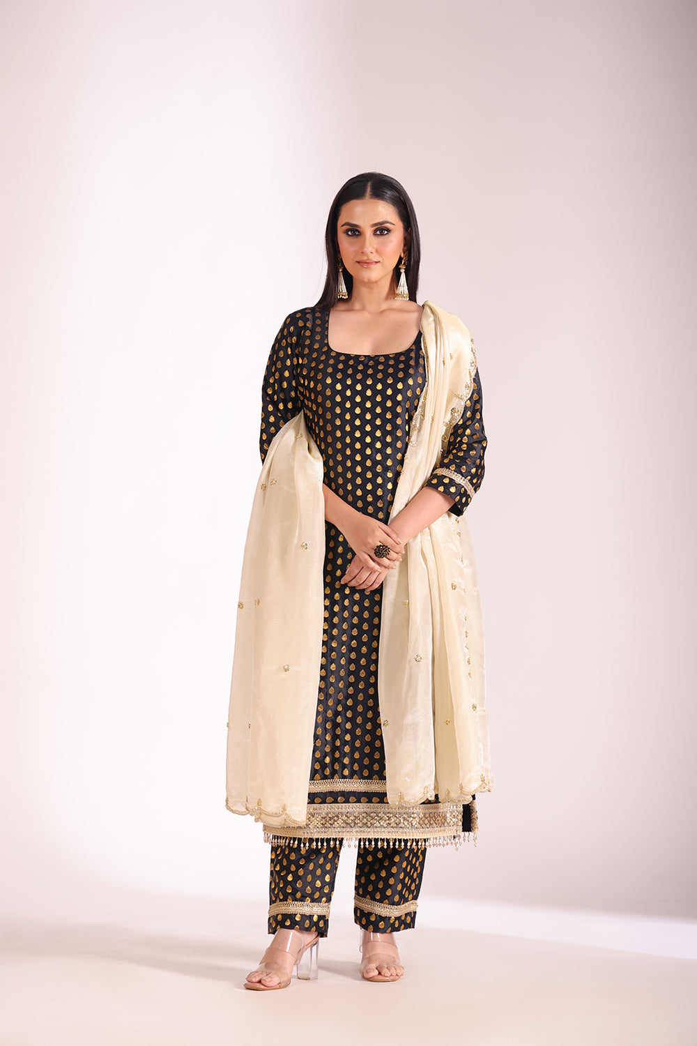 Noorika Black Kurta with pant and dupatta- set of 3