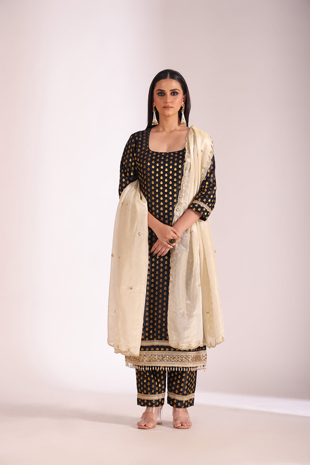 Noorika Black Kurta with pant and dupatta- set of 3