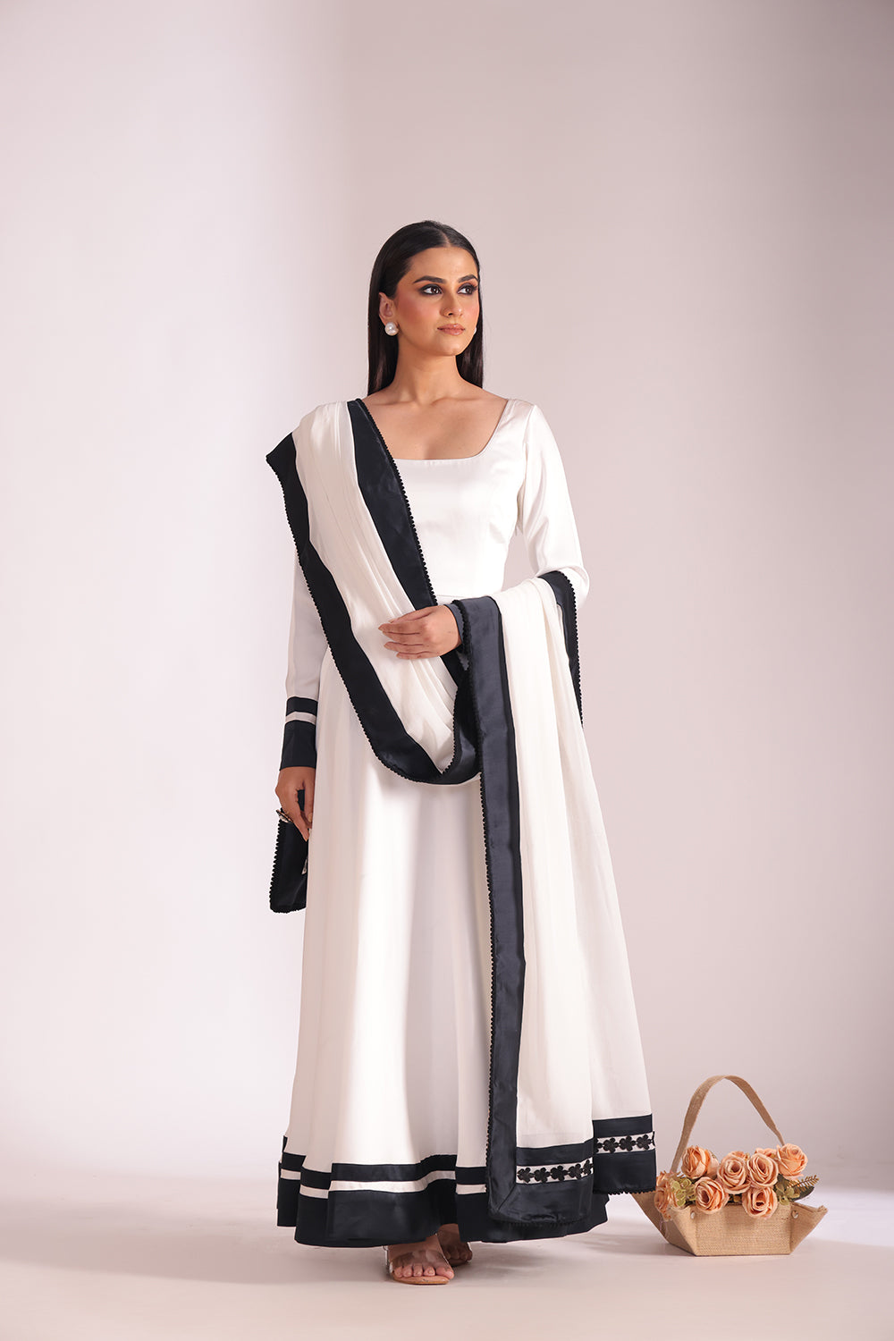 Jhalak White Anarkali with Chooridar and Dupatta- set of 3