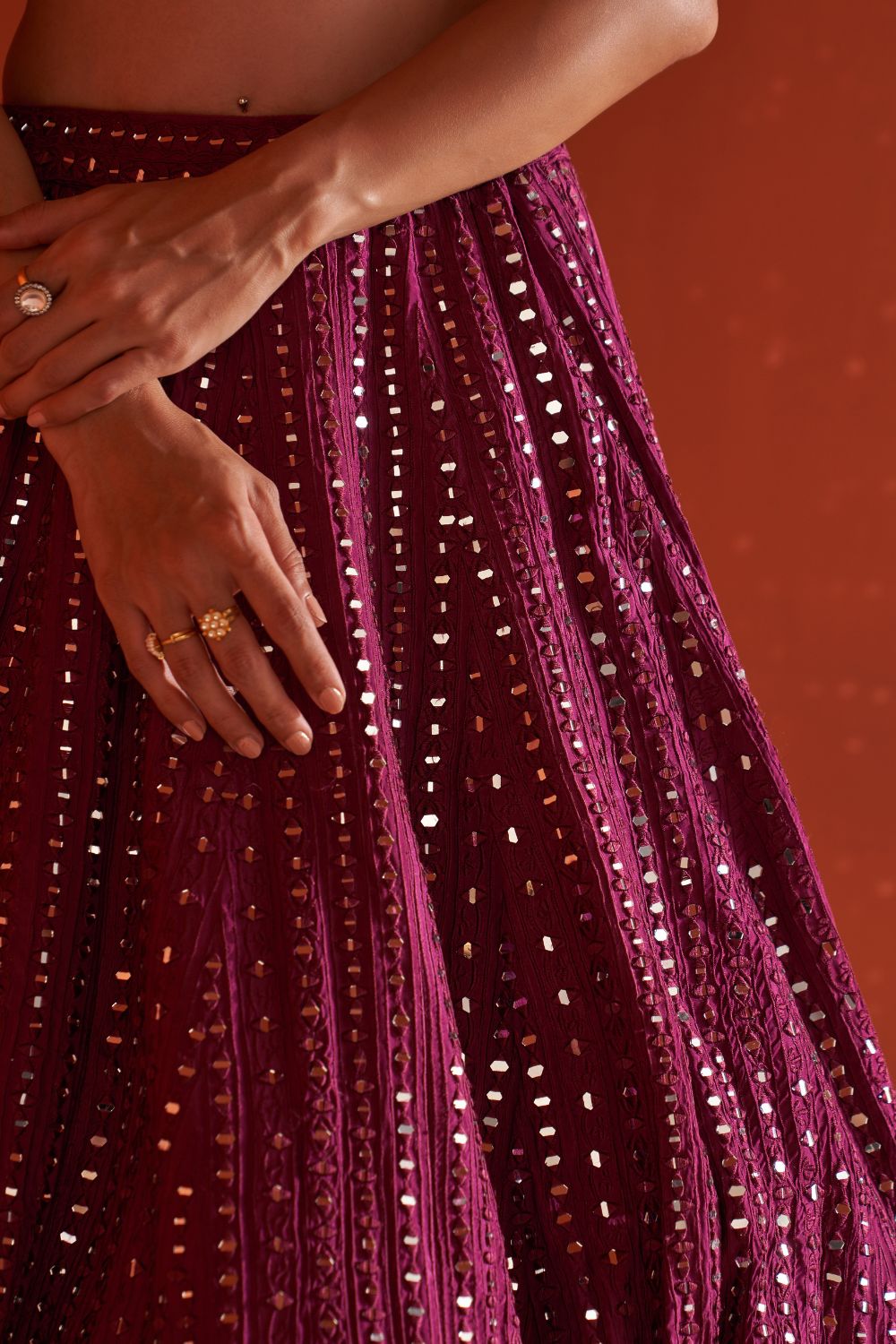 Wine Raw Silk Lehnga Set
