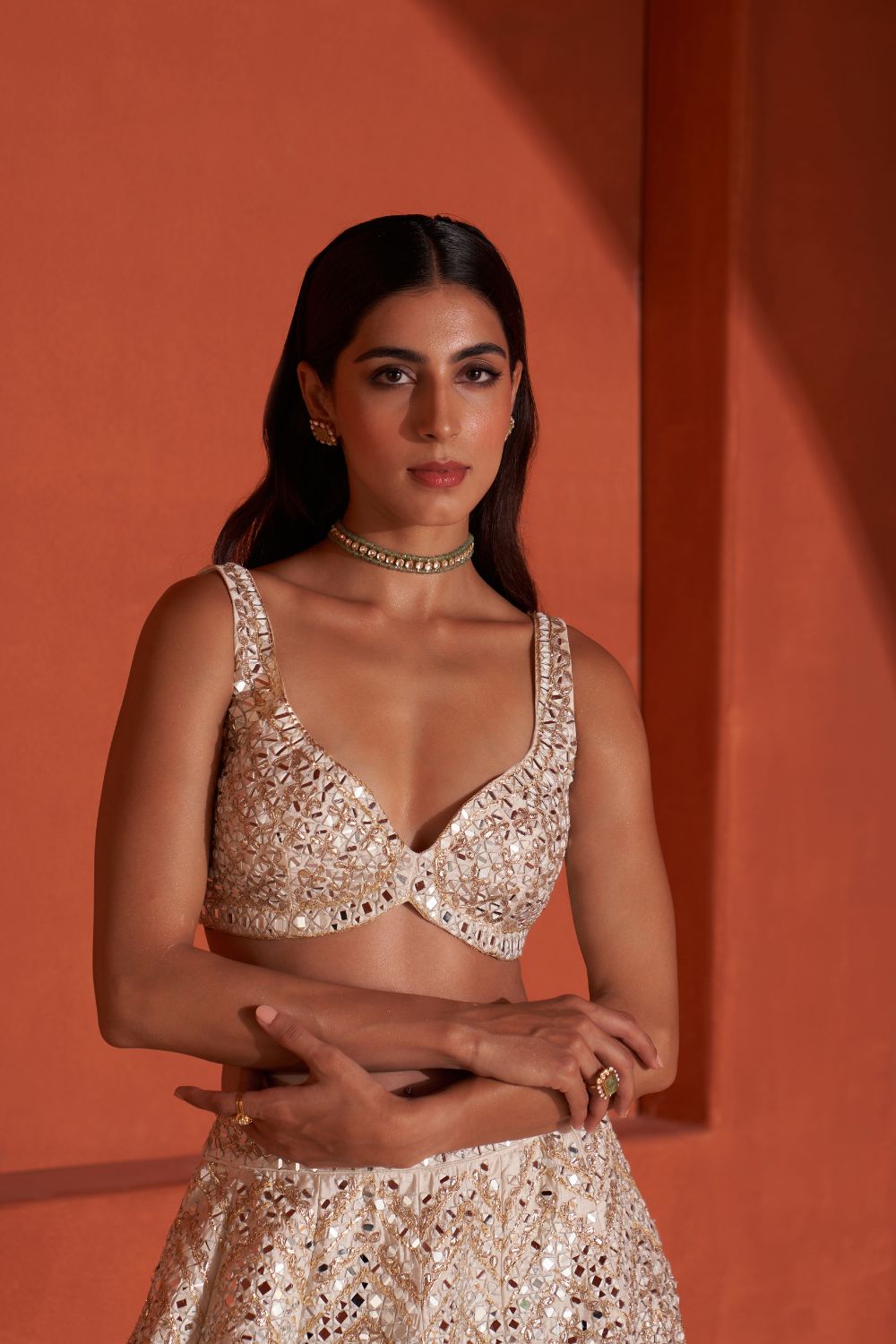Ivory Raw Silk Lehnga Set