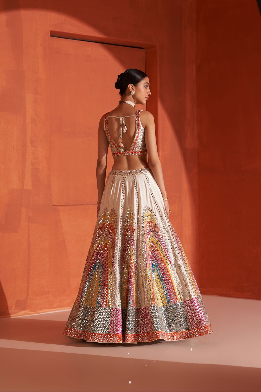 Ivory Raw Silk Lehnga Set