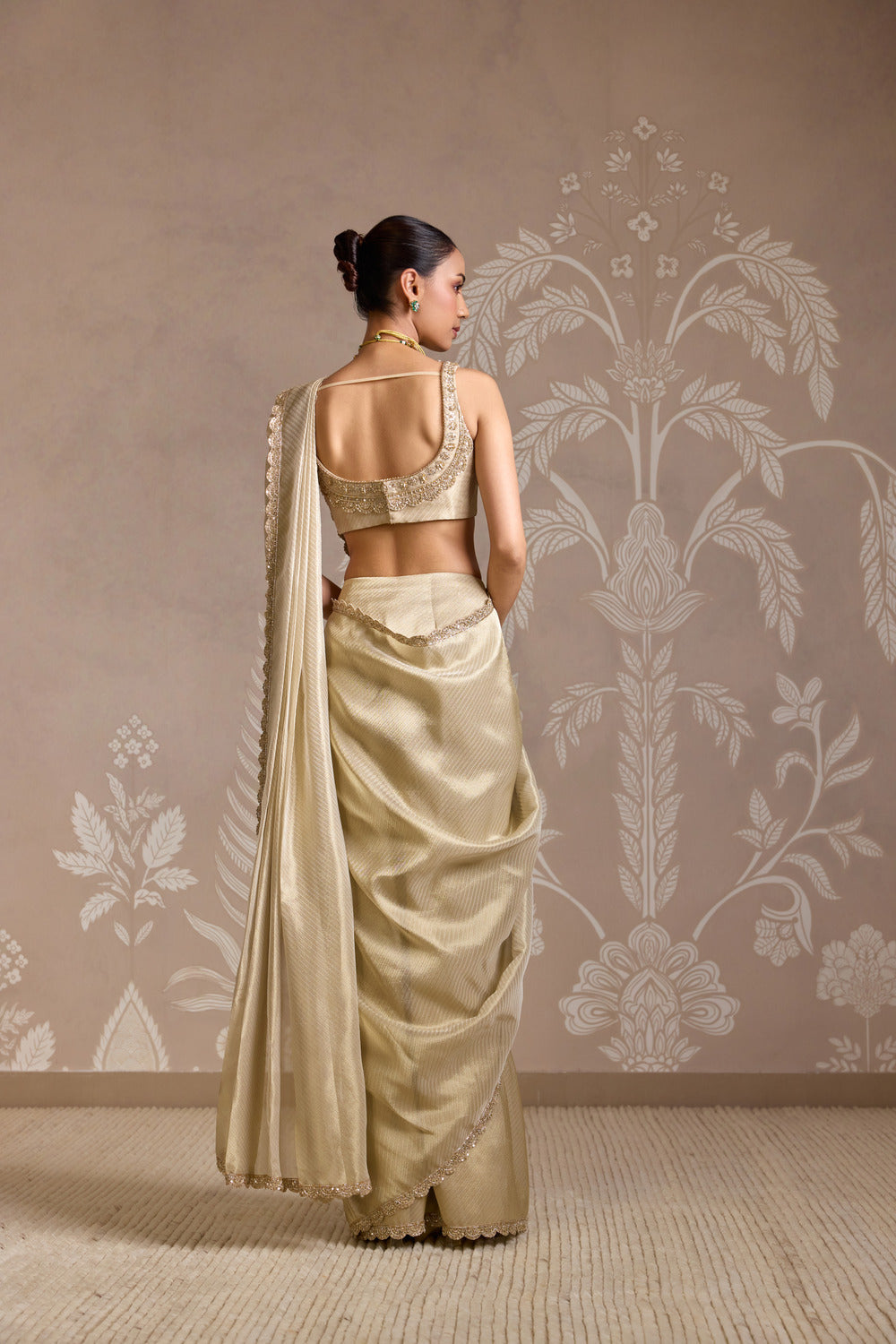 LIGHT GOLD SAREE SET