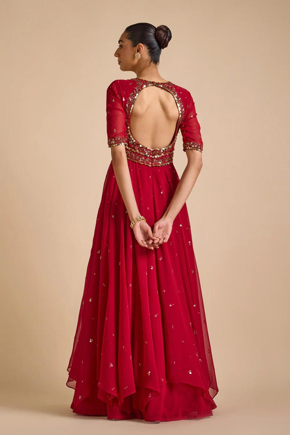 Red Anarkali Set