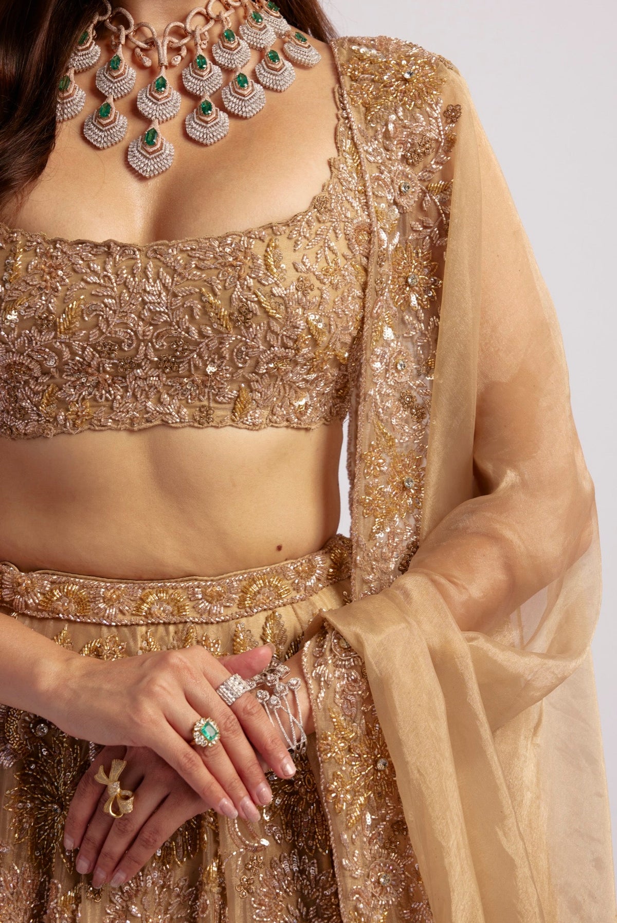 SAIRA LIGHT GOLD LEHENGA