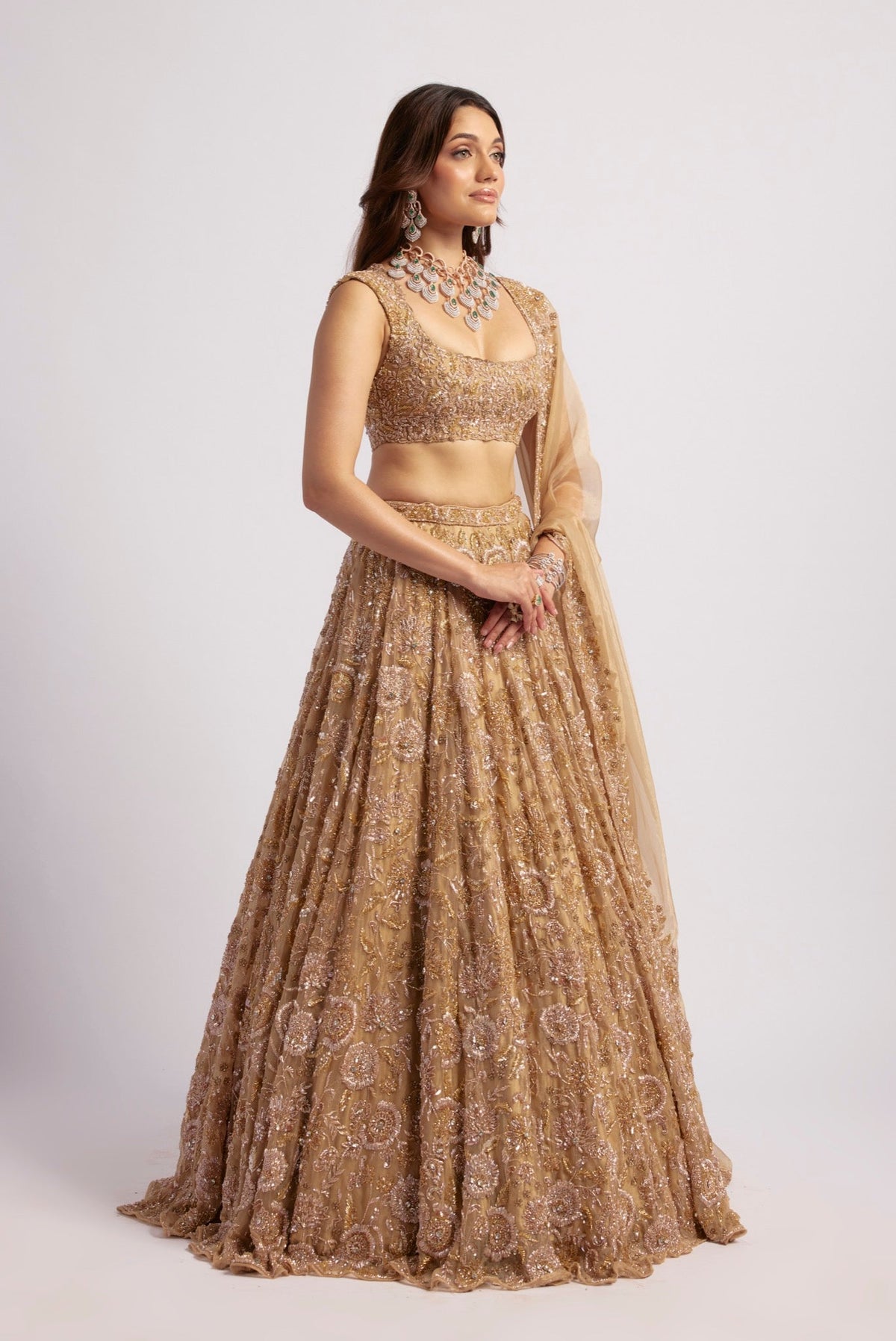 SAIRA LIGHT GOLD LEHENGA