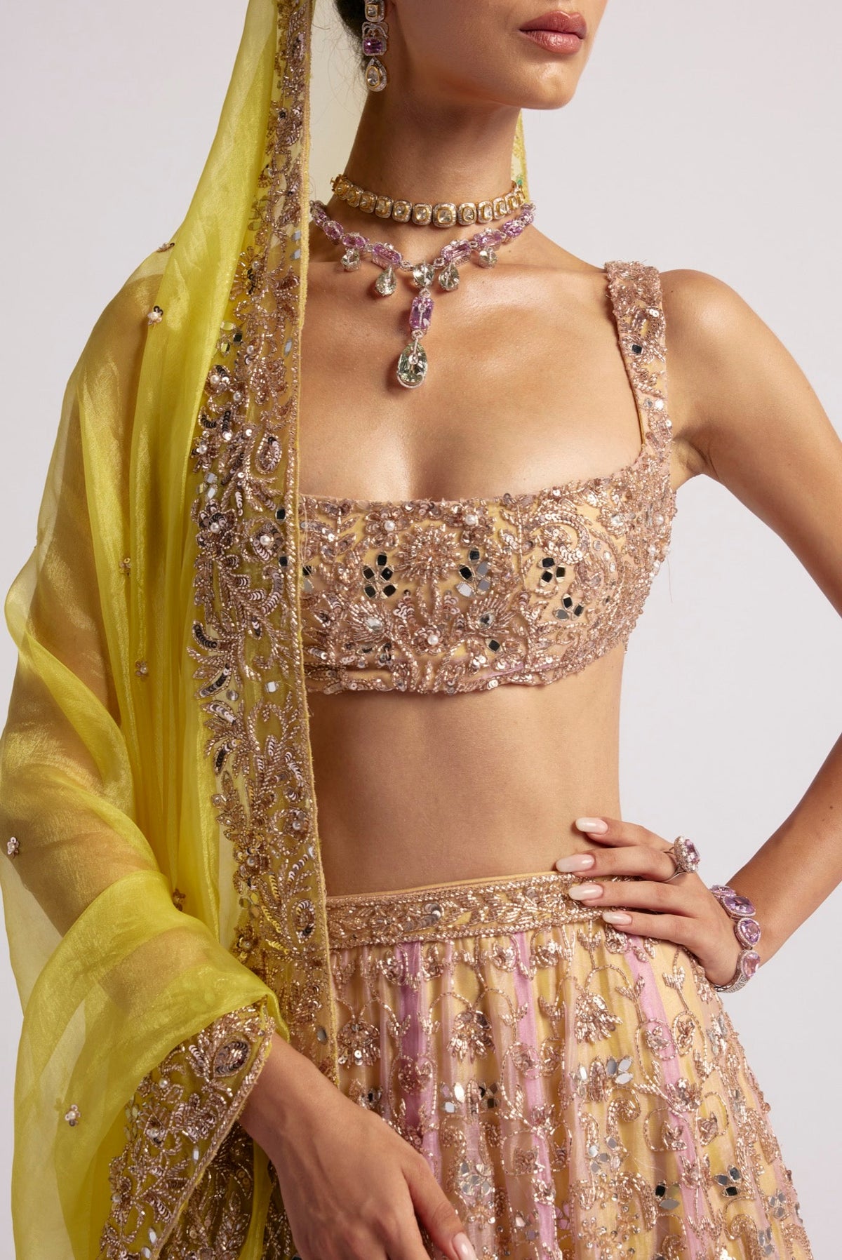 LILAC NEON DUAL TONE LEHENGA SET
