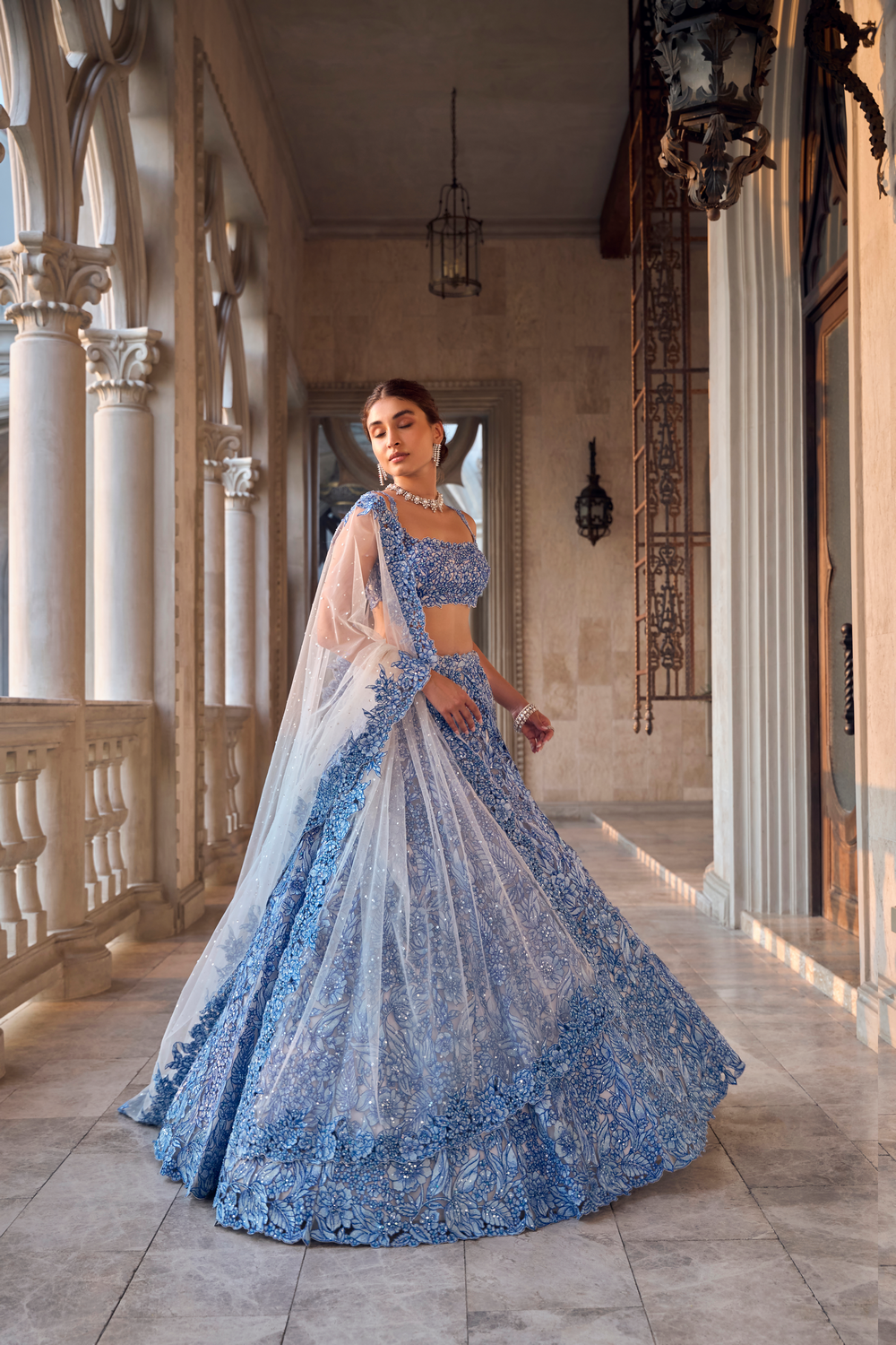 Blue Cut Work Lehenga Set