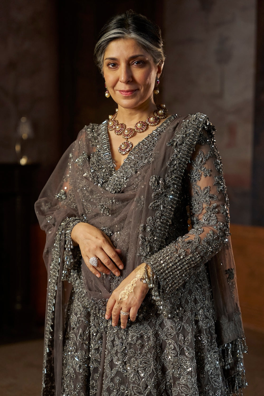 Charcoal Jacket Lehenga Set