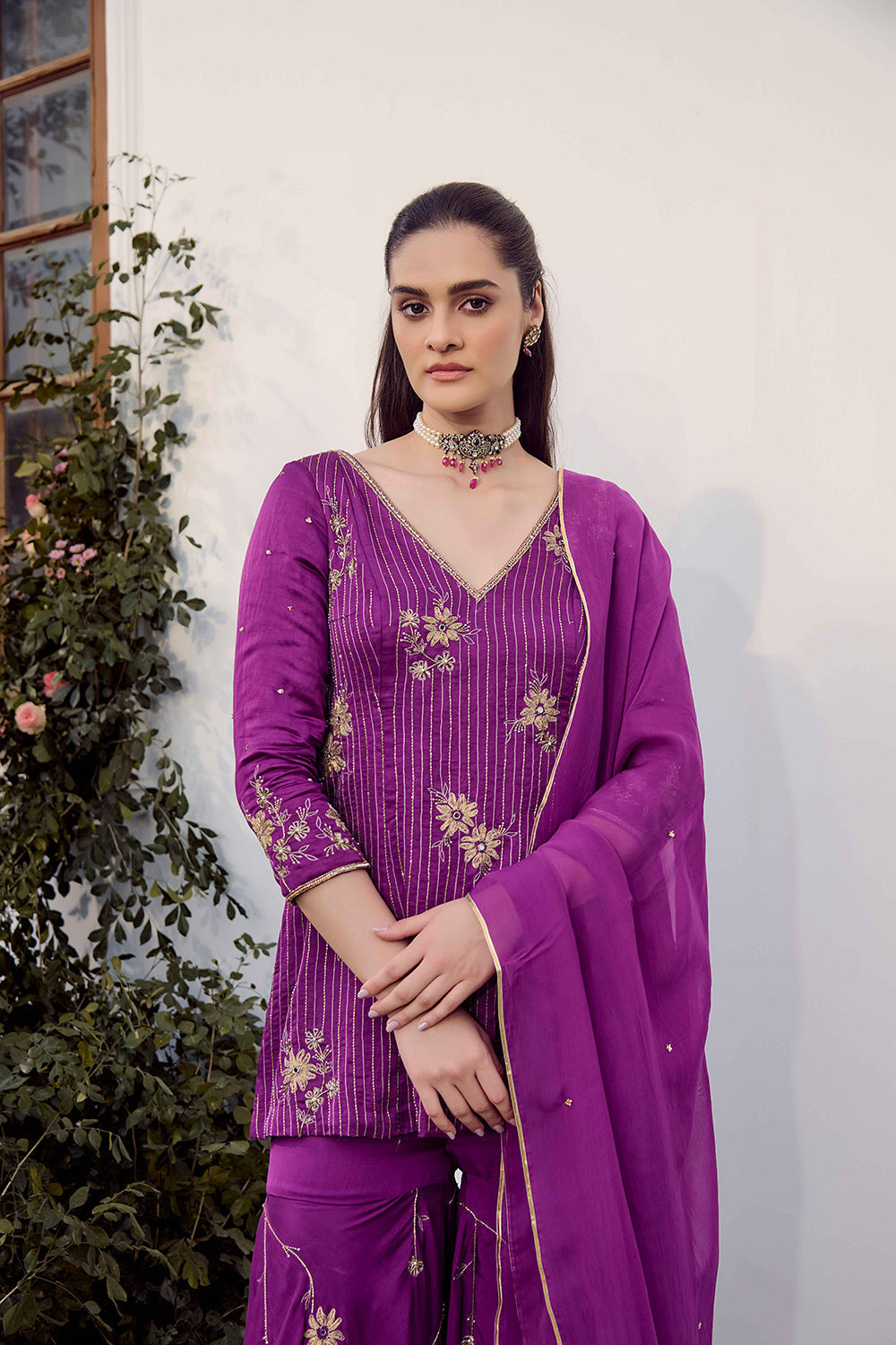 Plum Sharara Set