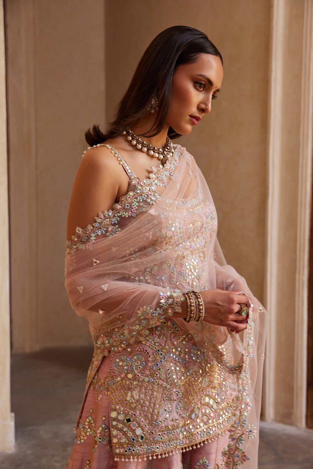 Rose Pink Strappy Sharara