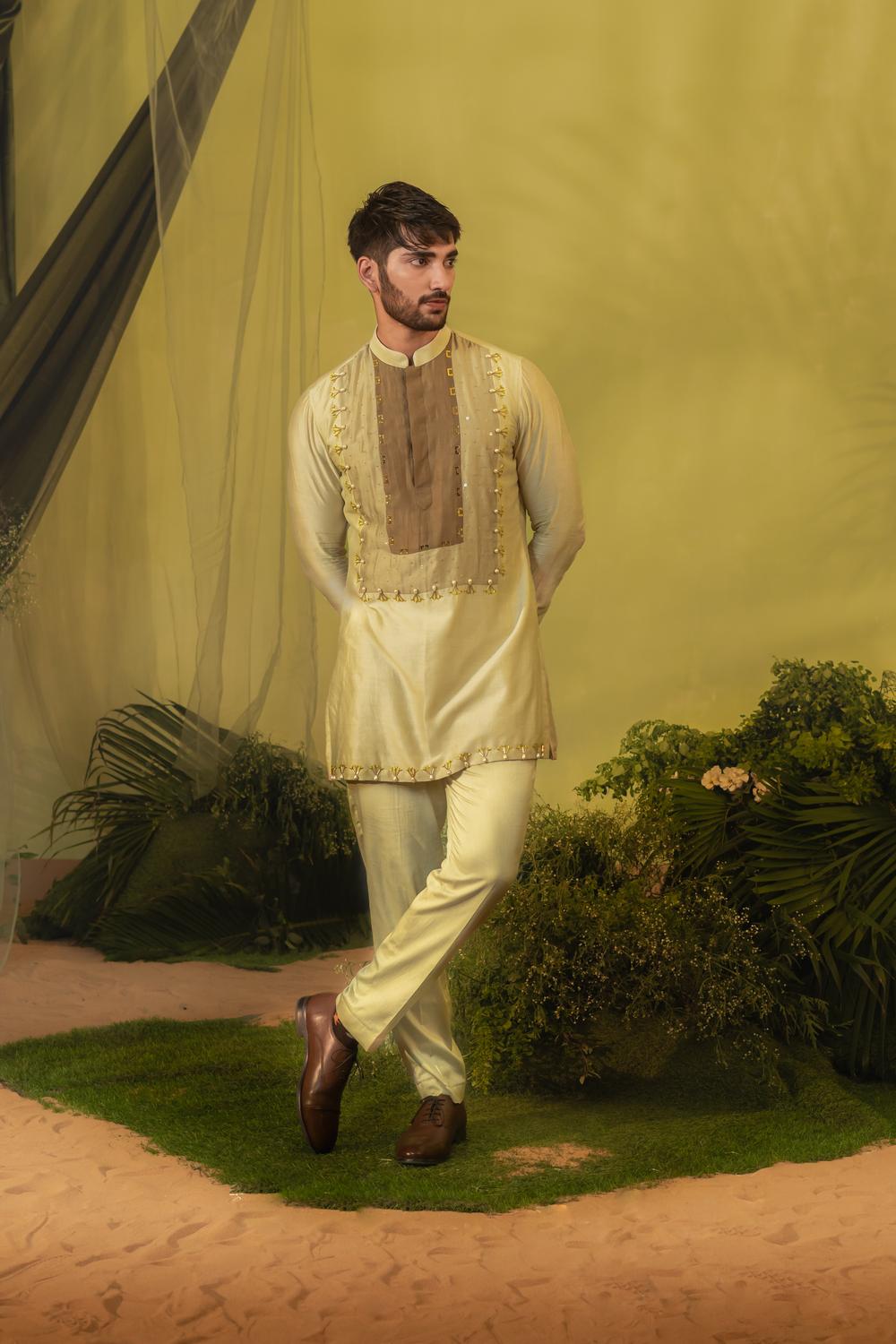 Brown Patch Short Kurta Set