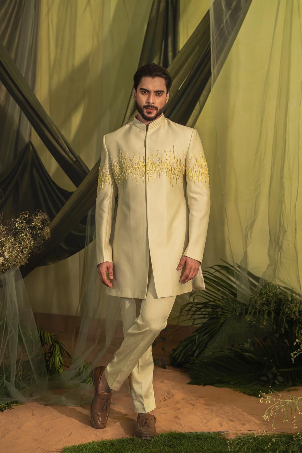 Lush Mint Short Indowestern Set