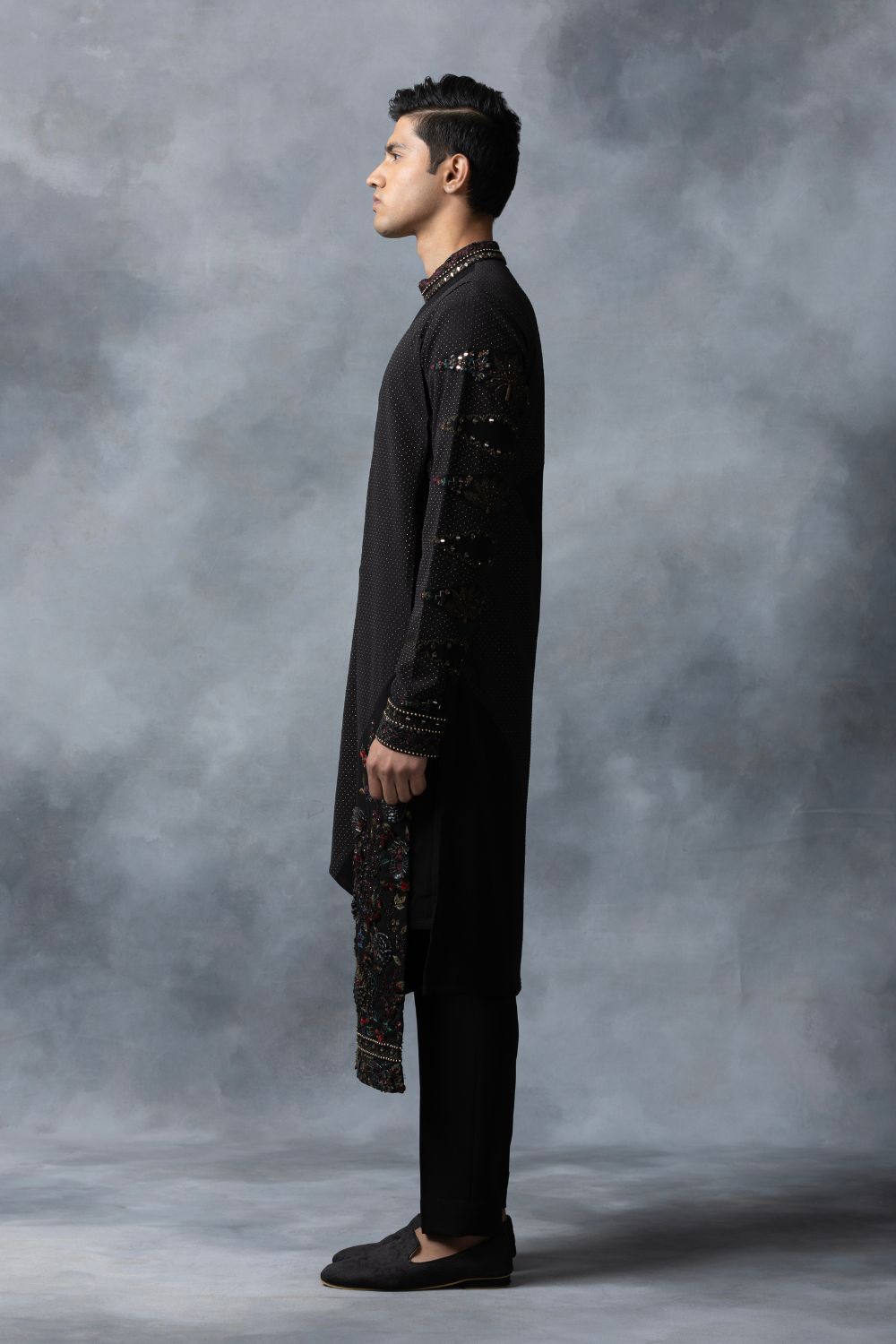 Black Panel Kurta Set