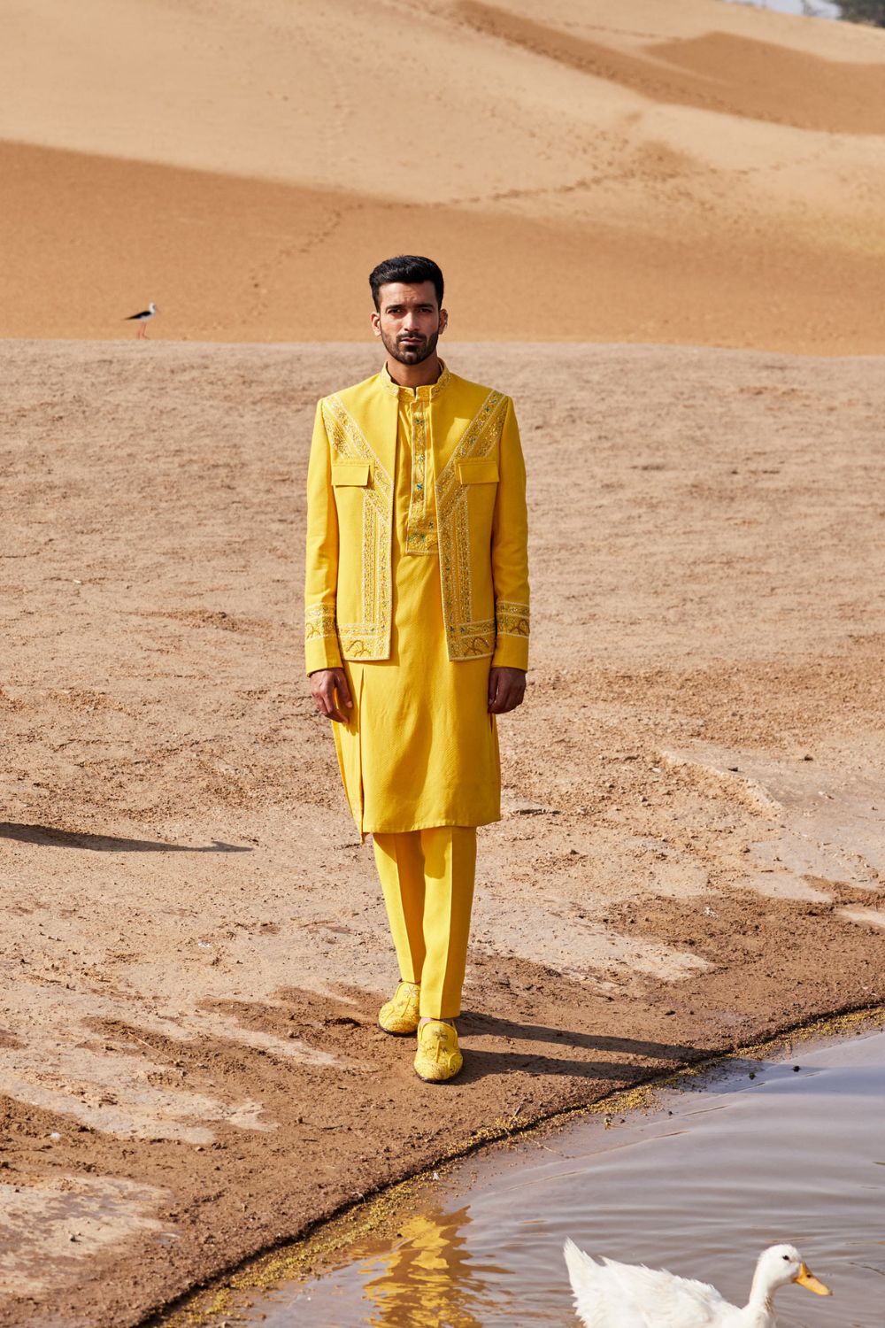 Yellow Open Bandhgala Set