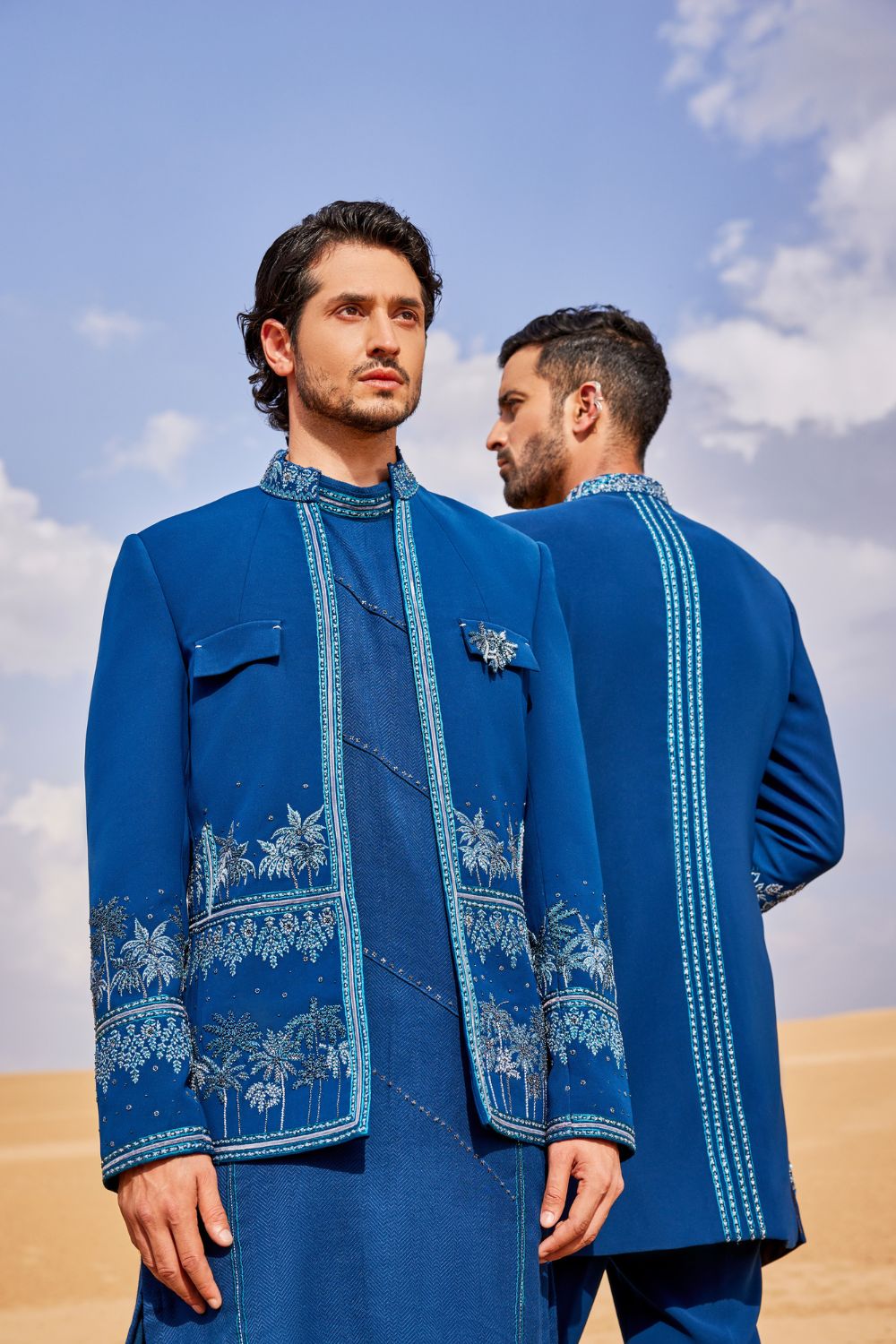 Indigo Blue Open Bandhgala Set