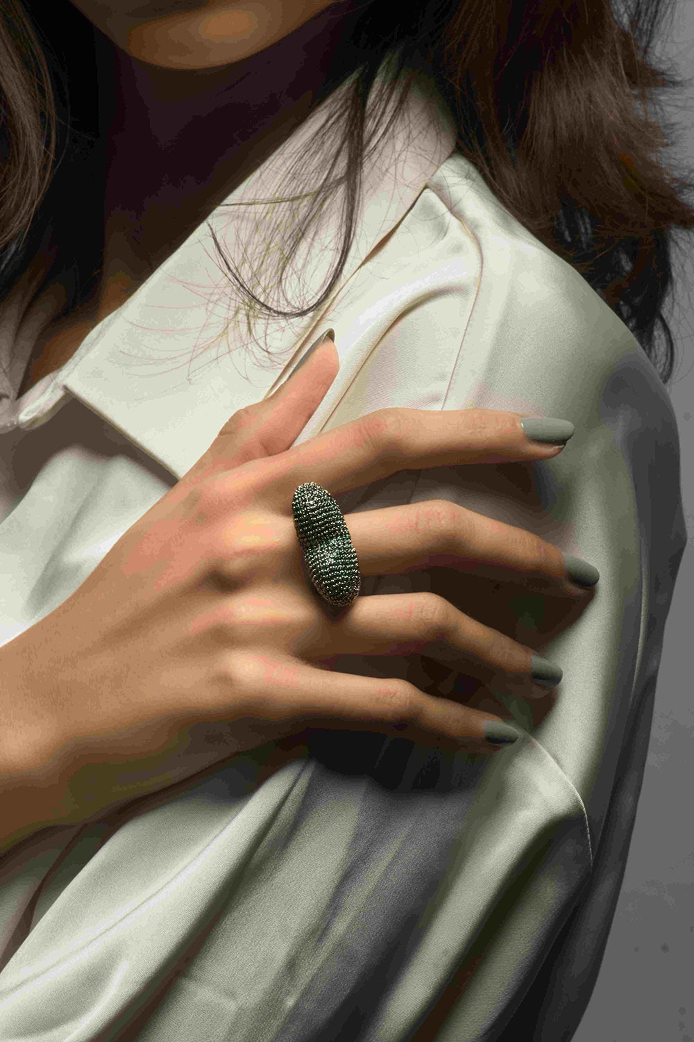 Love Ring In
Emerald Prong Set Crystals
