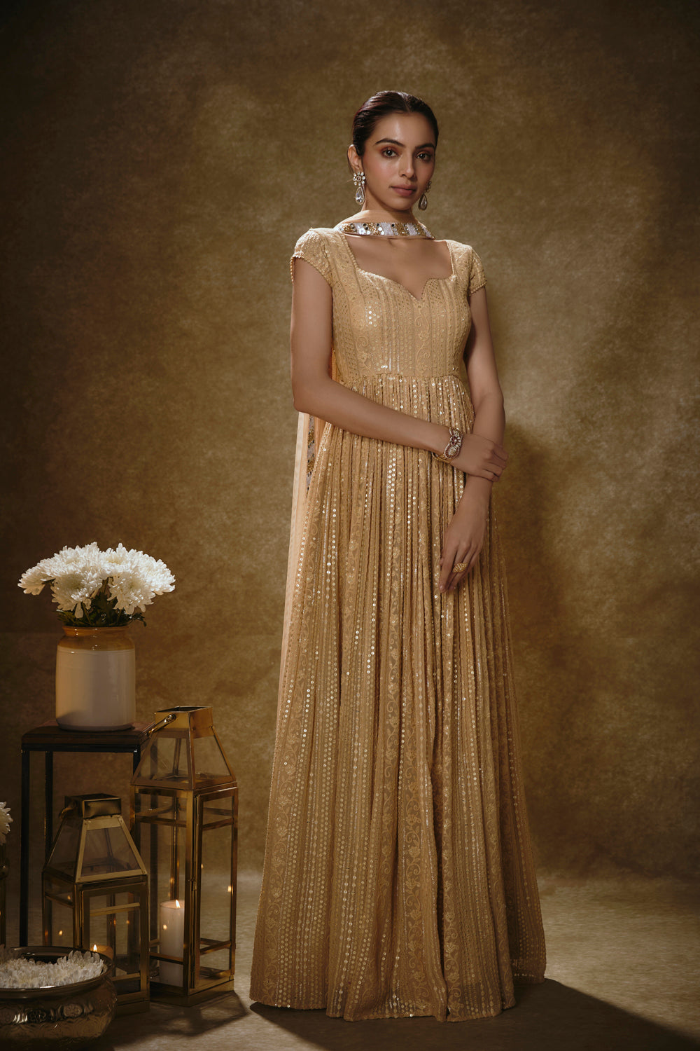 SUNEHRI ANARKALI SET