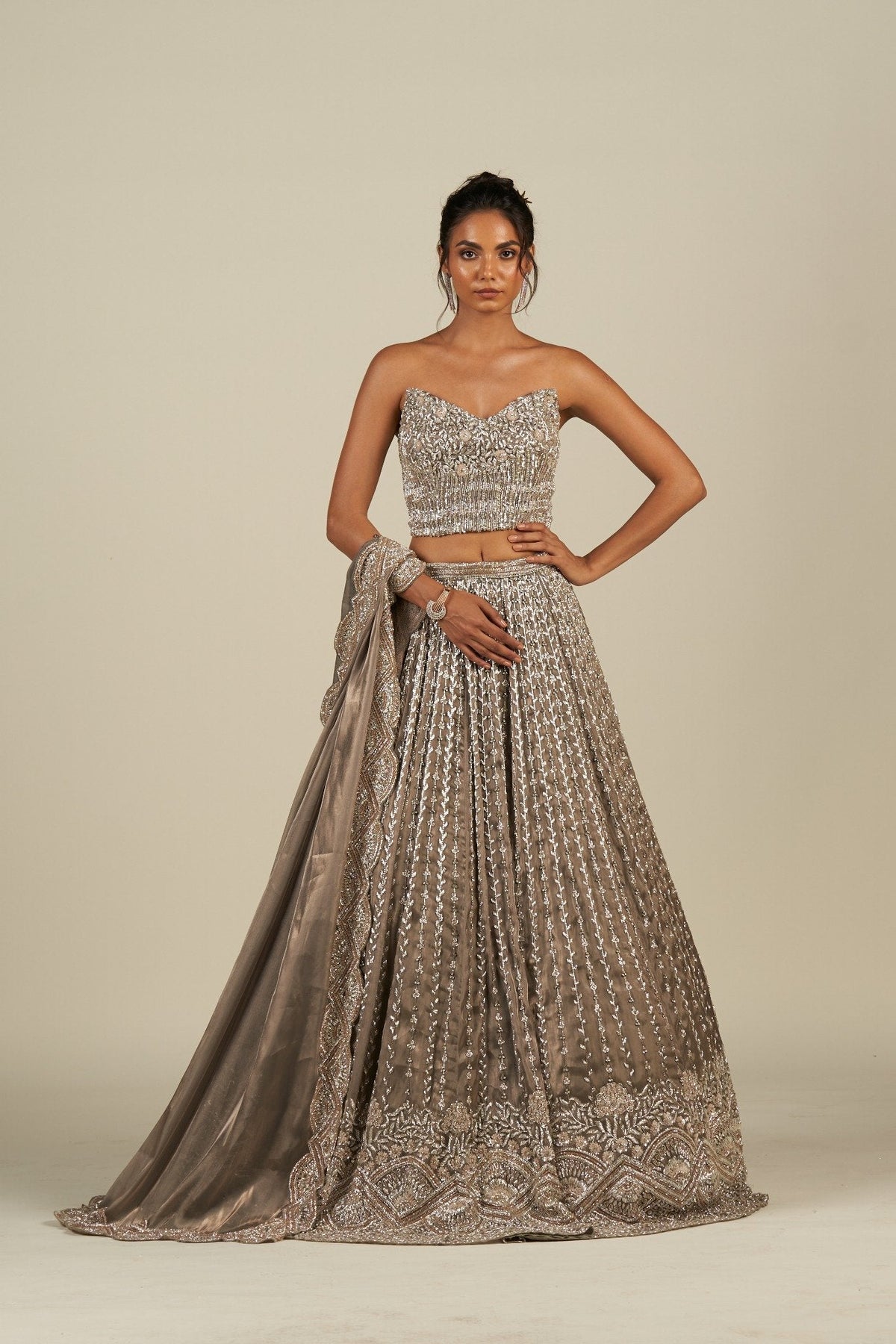 OLIVE GREEN LEHENGA