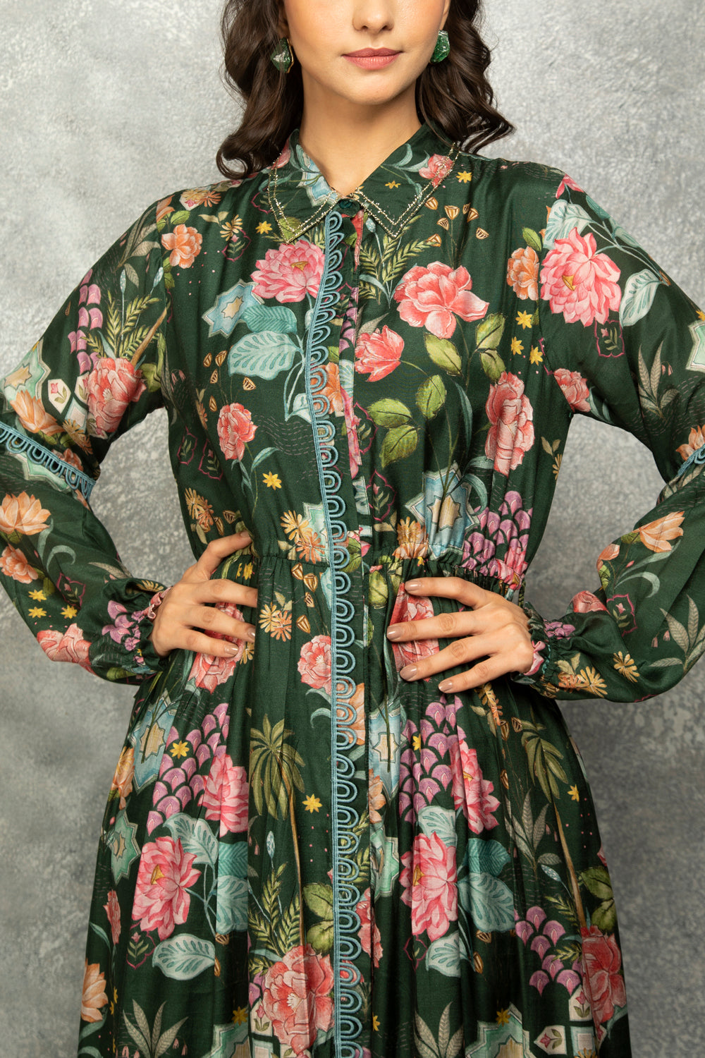 Green Floral Printed Dress