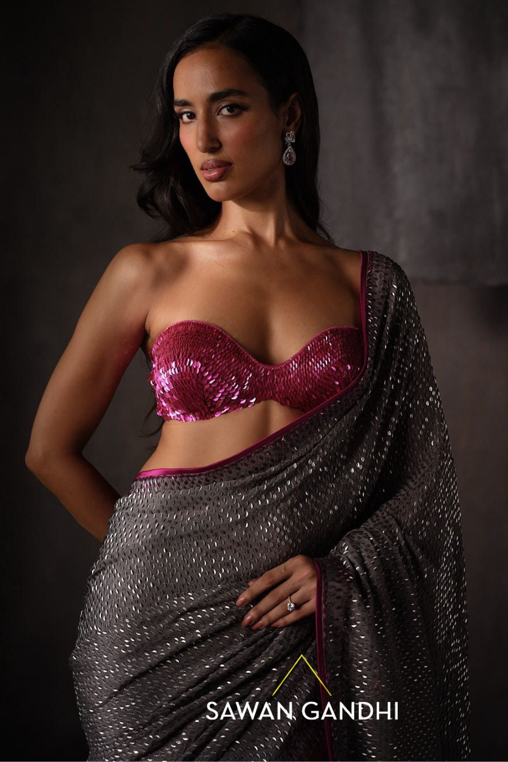 Grey kashti saree