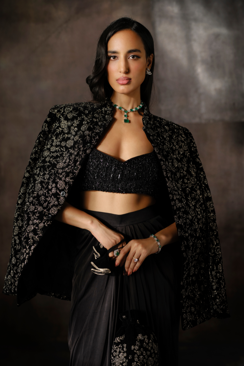 Black dhoti set