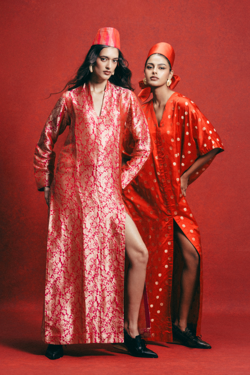 Handwoven Sorbet Pink Banarasi Kaftan