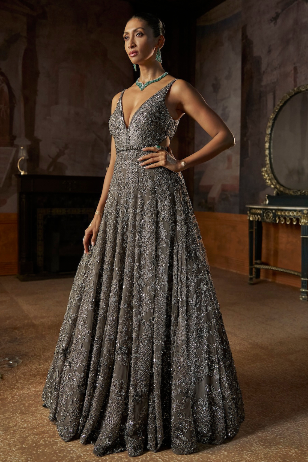 Charcoal Sequin Gown