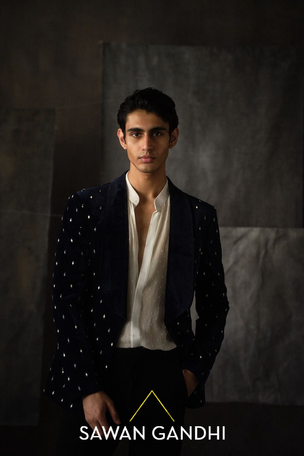 Navy blue stone tablet jacket