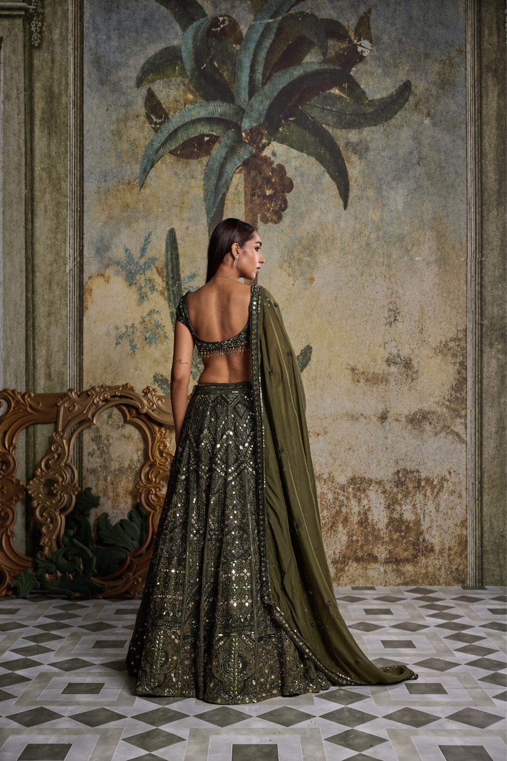 Algae Green Embellished Lehenga Set