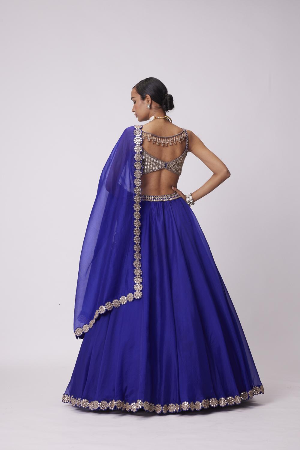 Persian Blue Organza Lehenga Set