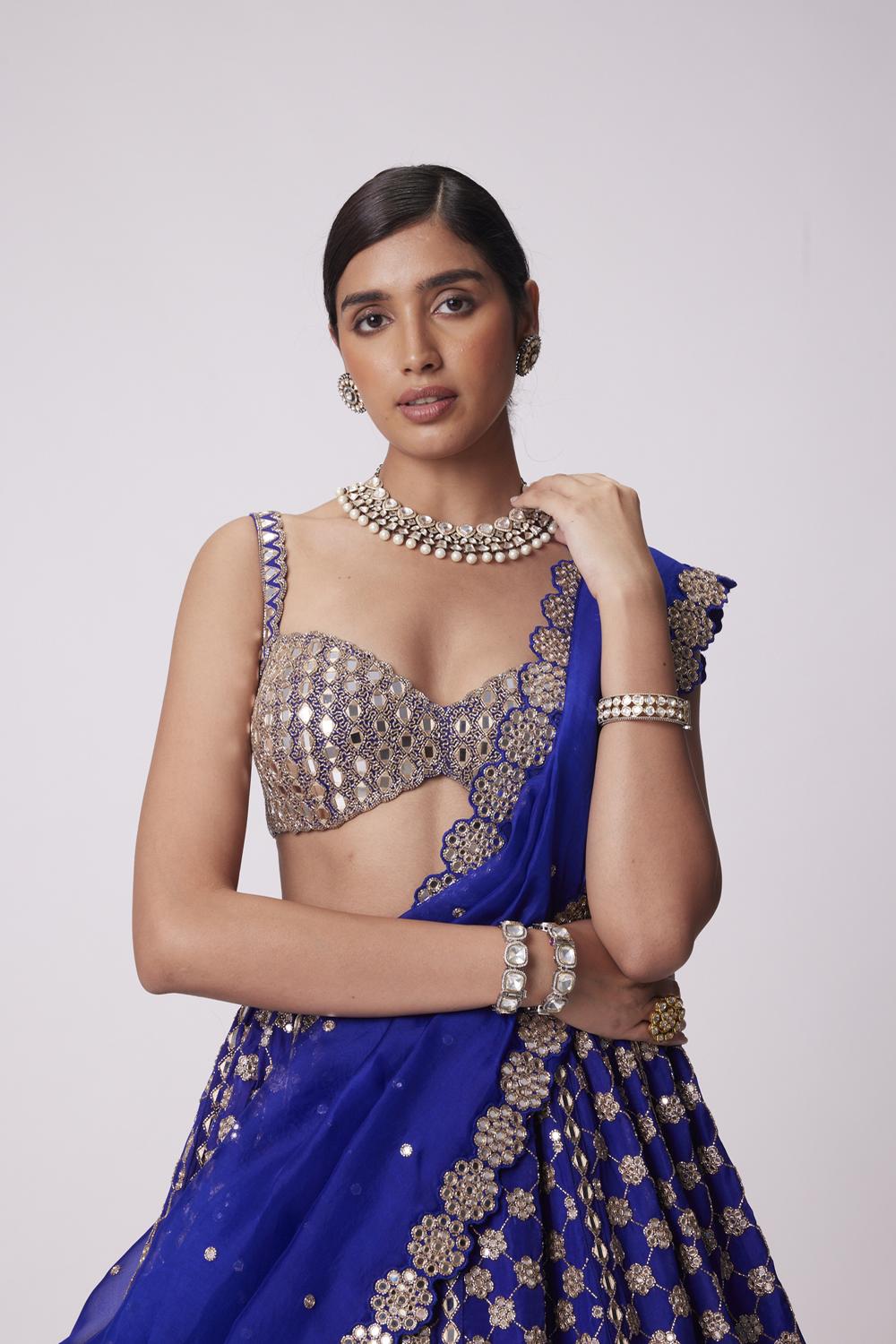 Persian Blue Flower Lehenga Set